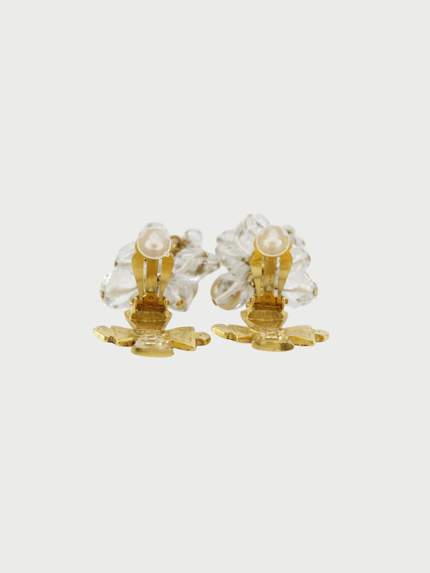 Chanel 1994 Gold Plated Metal Coco Mark Cross Earrings