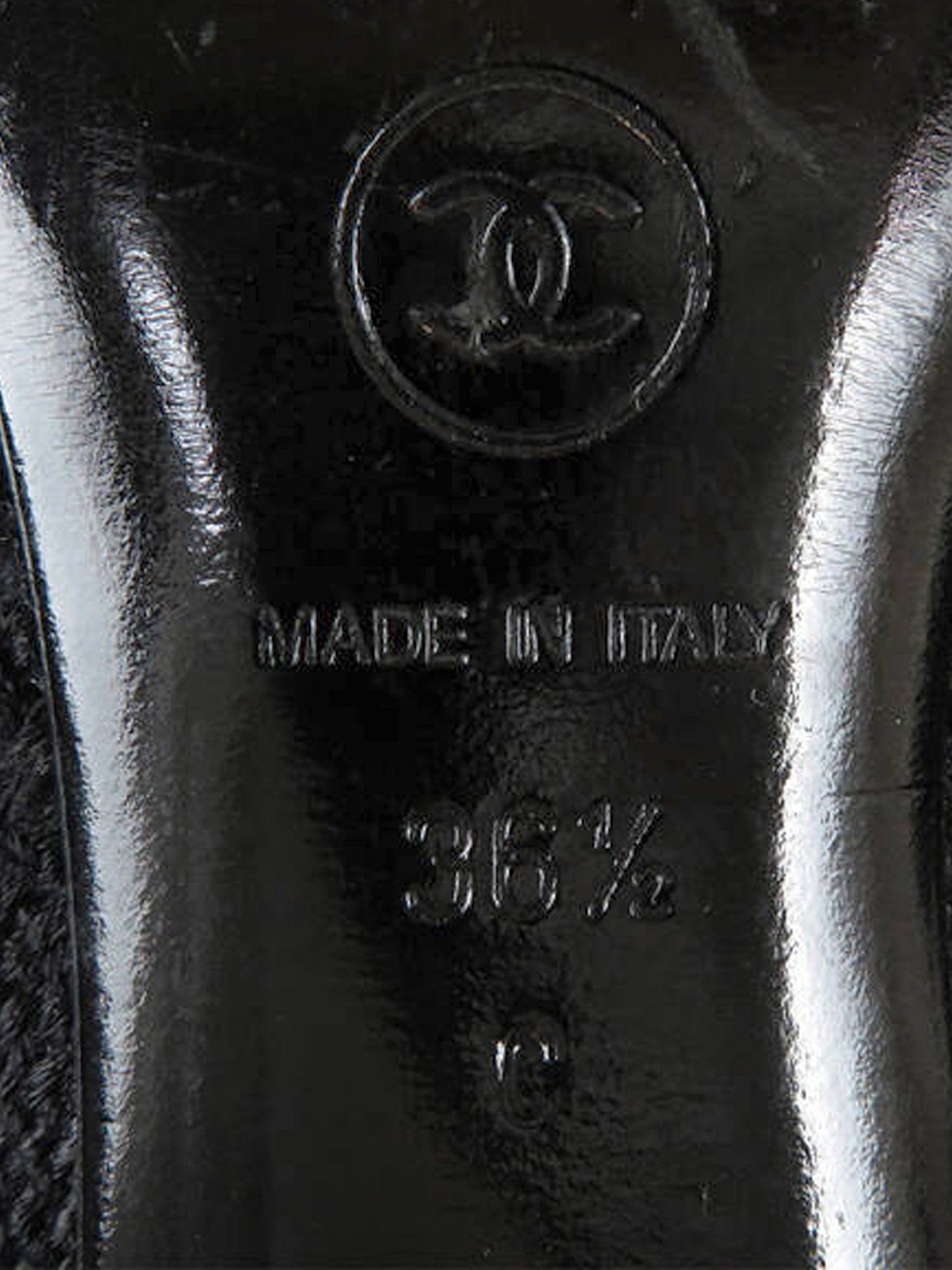 Chanel 2010s Black Tweed and Chain CC Signature Cap Toe Boots
