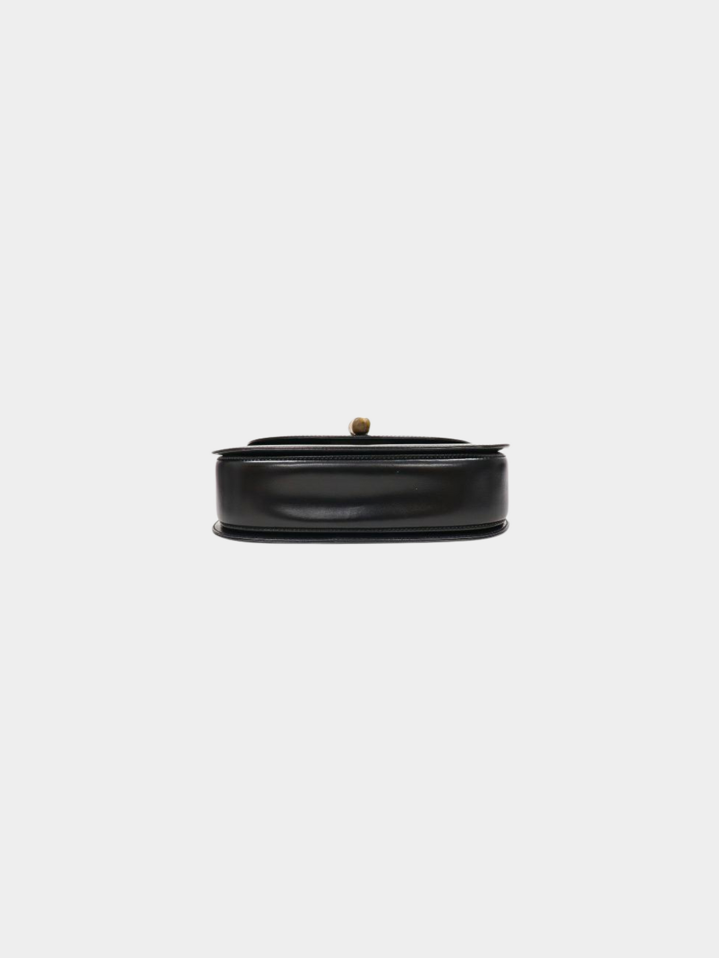 Gucci 1990s Black Bamboo Leather Turn Lock 2-Way Bag