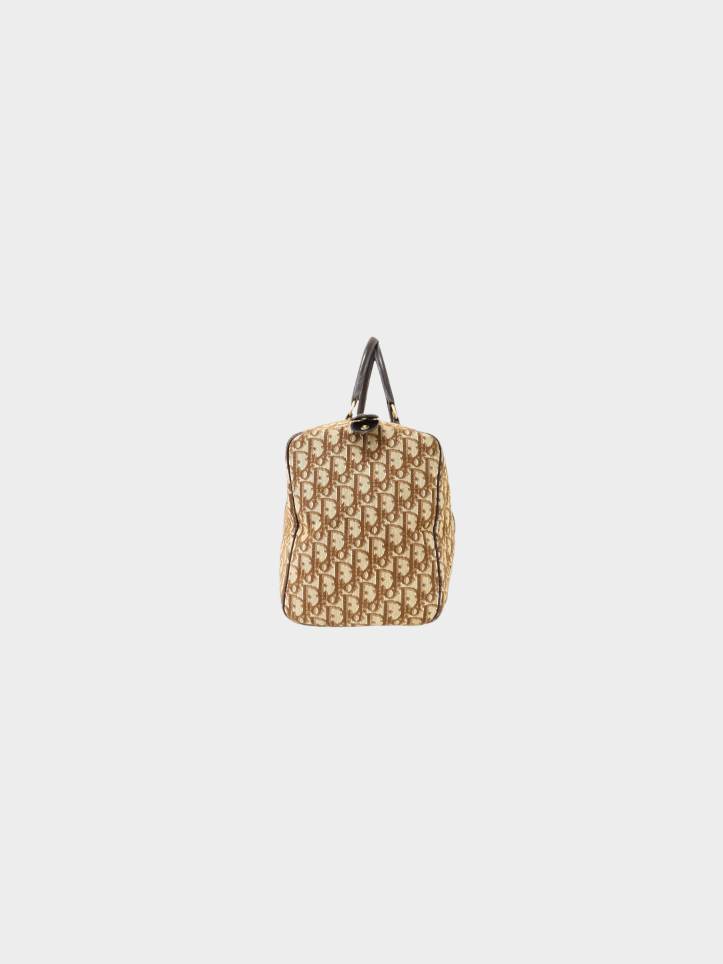 Christian Dior 2000s Beige Brown Trotter Canvas Boston Bag