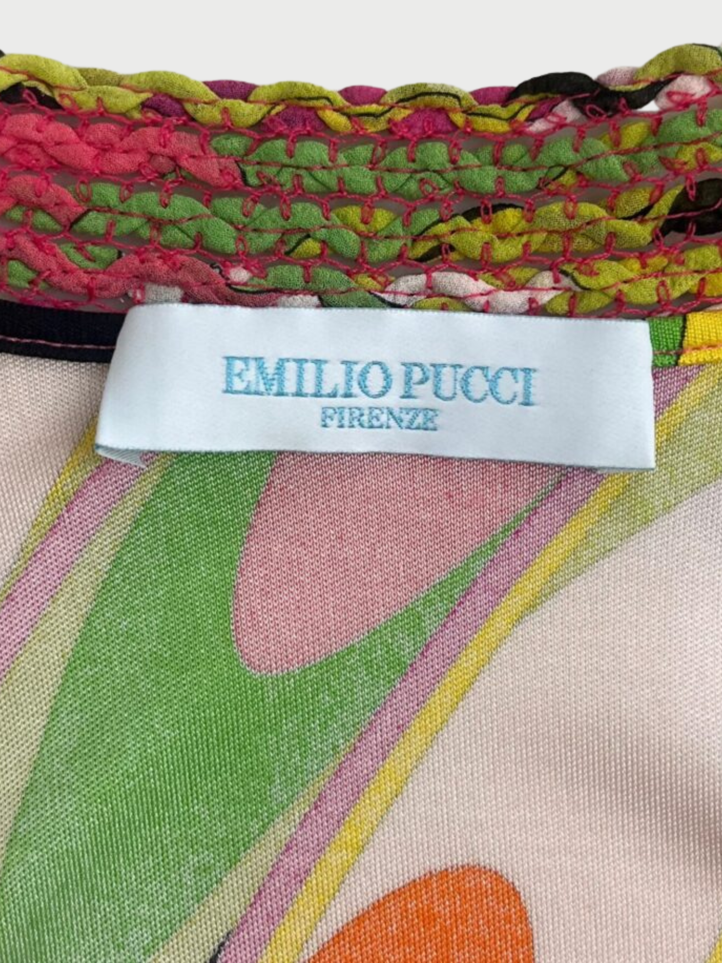 Emilio Pucci 2005 Multicolor Silk Jersey Chain Stitch Gown