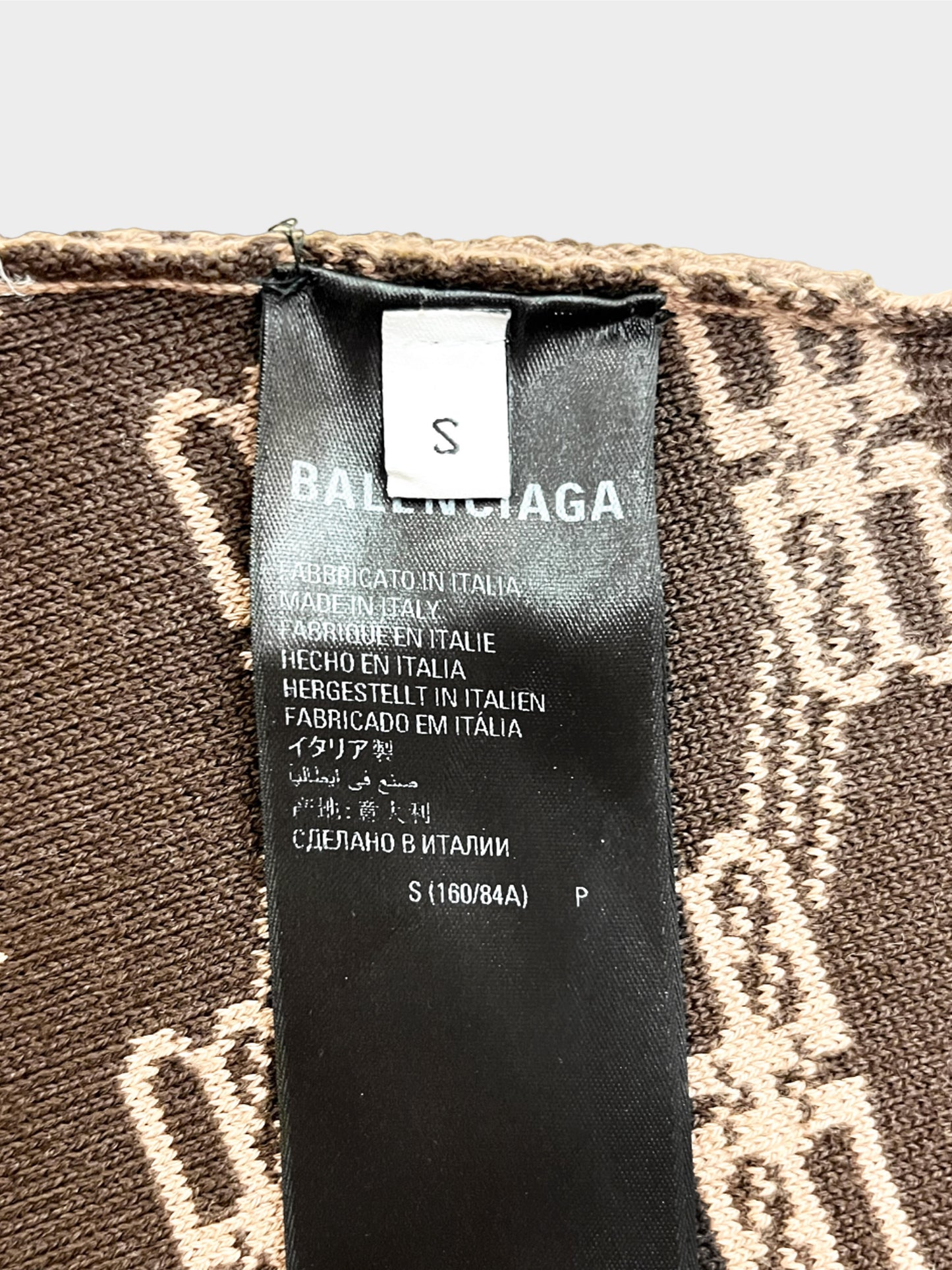 Balenciaga 2020s Beige BB Monogram Cropped Sweater