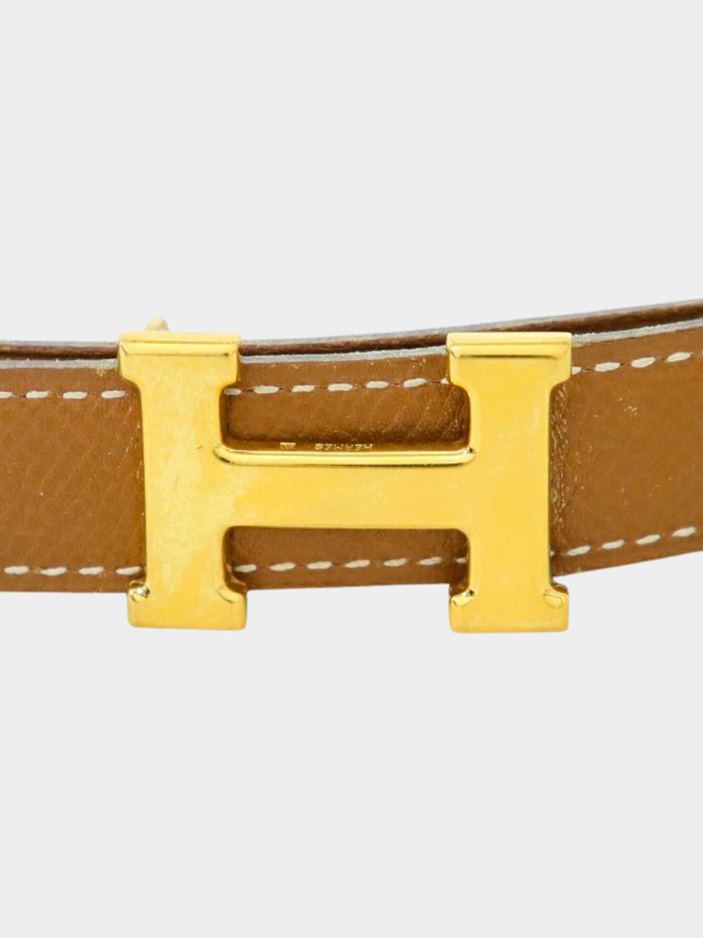 Hermès 1990s Brown Gold Leather Mini Constance Belt