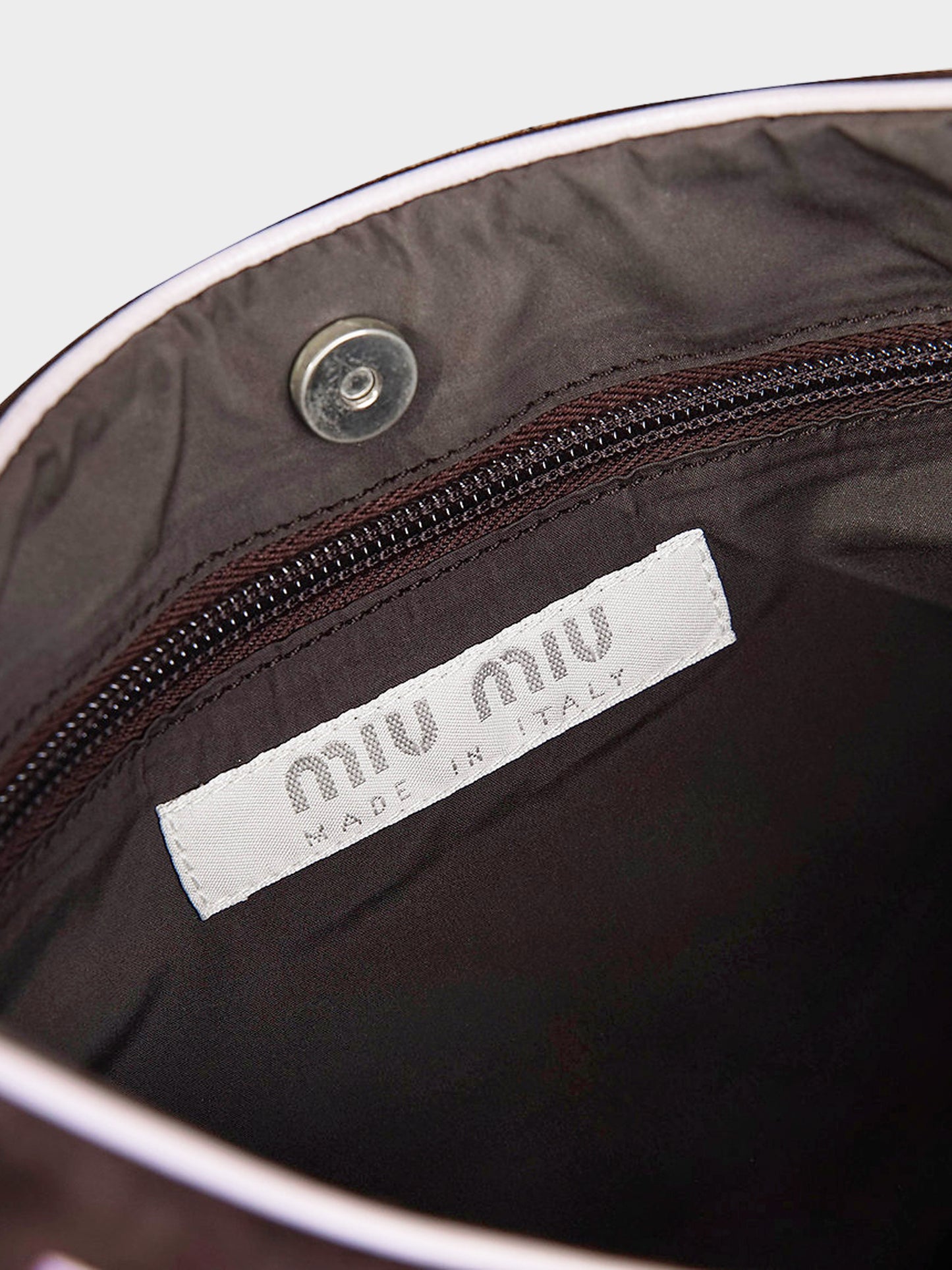 Miu Miu FW 1996 Dark Brown Mini Suede Bag with Purple Ribbon