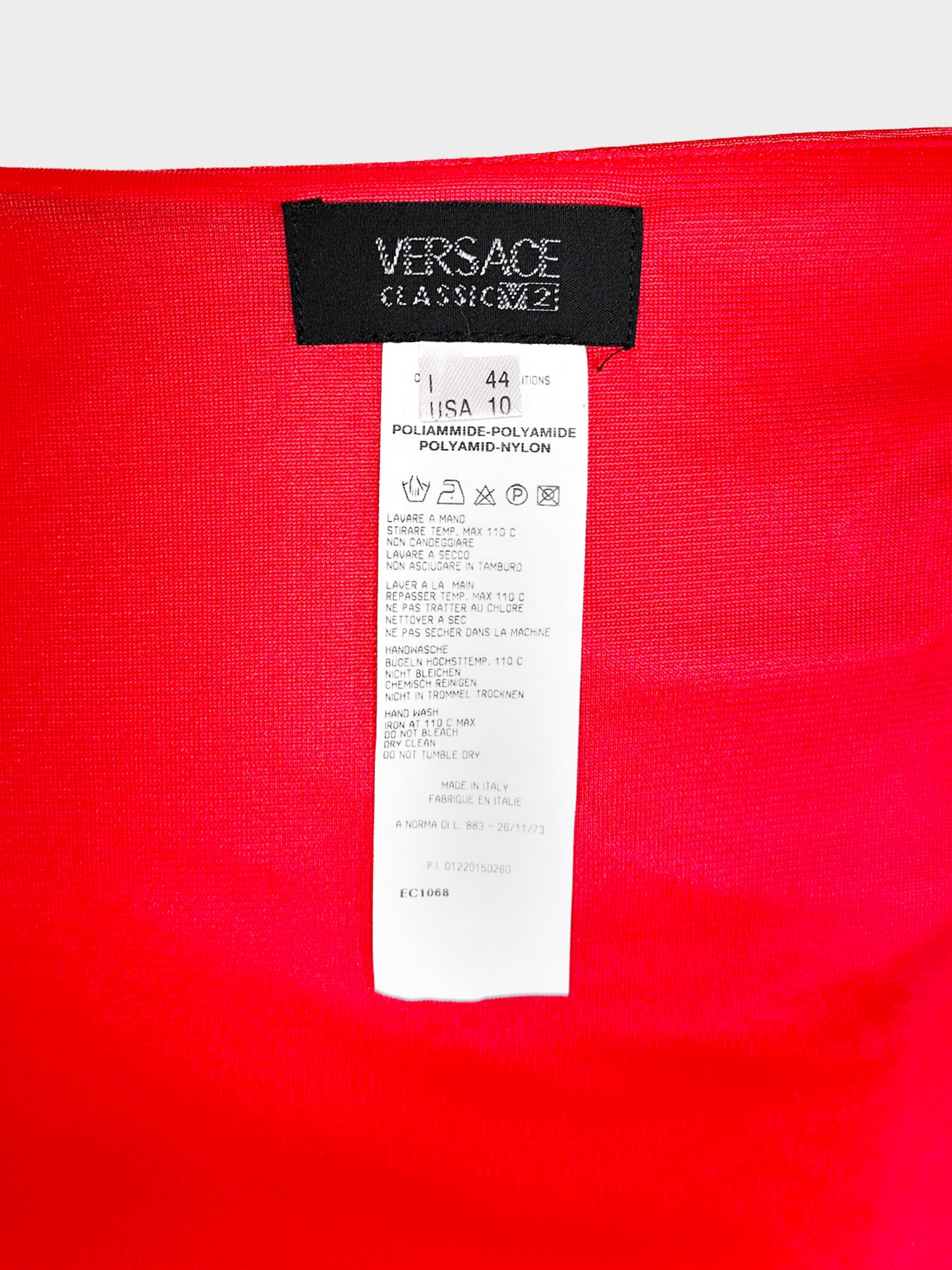Versace 2000s Red Satin Side Knot Detail Mid-length Skirt