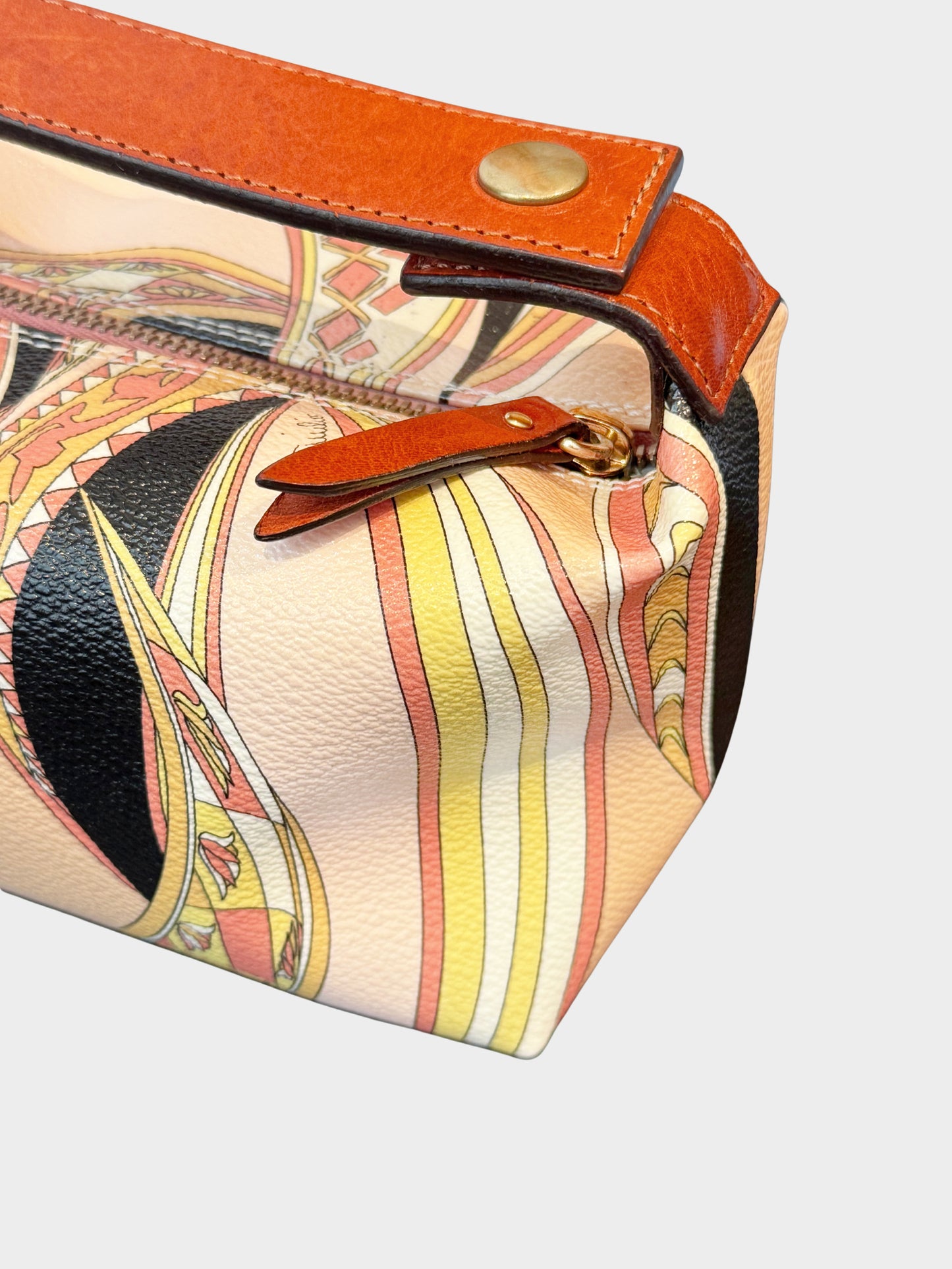 Emilio Pucci 2000s Pink Abstract Print Leather Vanity Bag