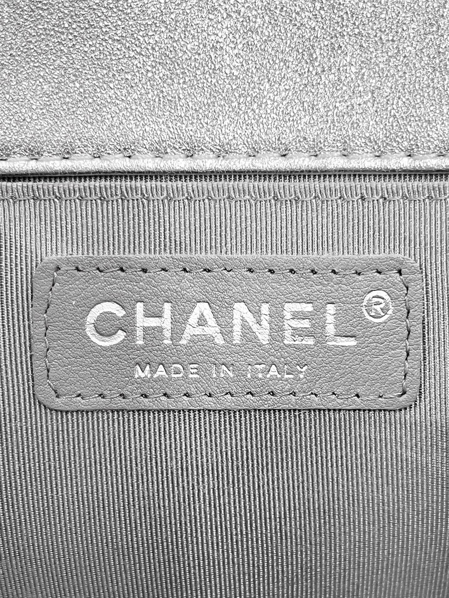 Chanel 2014 Silver Perforated Lambskin Leather Flap Bag