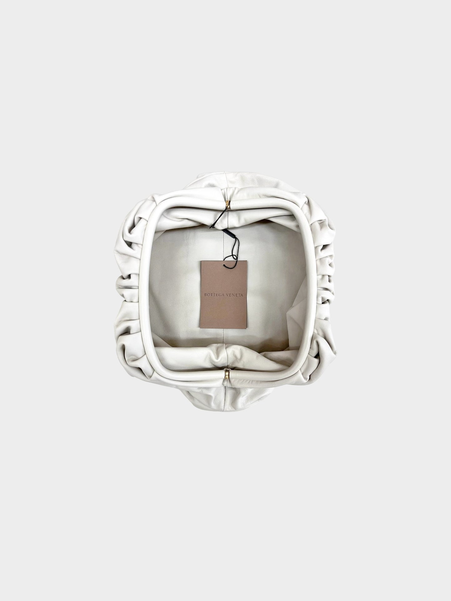 Bottega Veneta Early 2010s Off White Matte Leather Pouch Bag