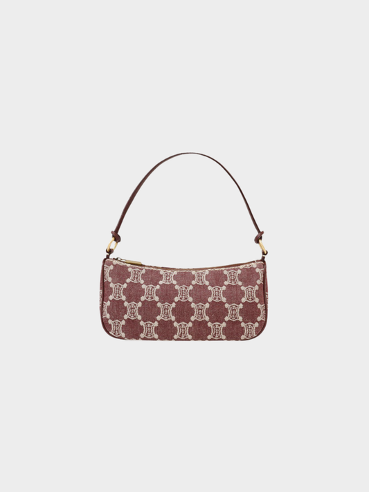 Celine 2000s Bordeaux Canvas Leather Paris Macadam Shoulder Bag