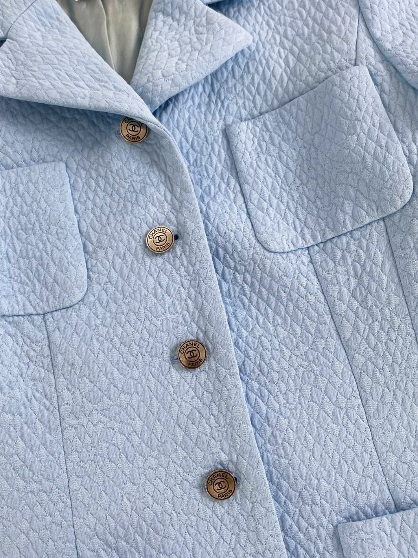 Chanel Cruise 1997 Light Blue Cotton Top and Skirt Set