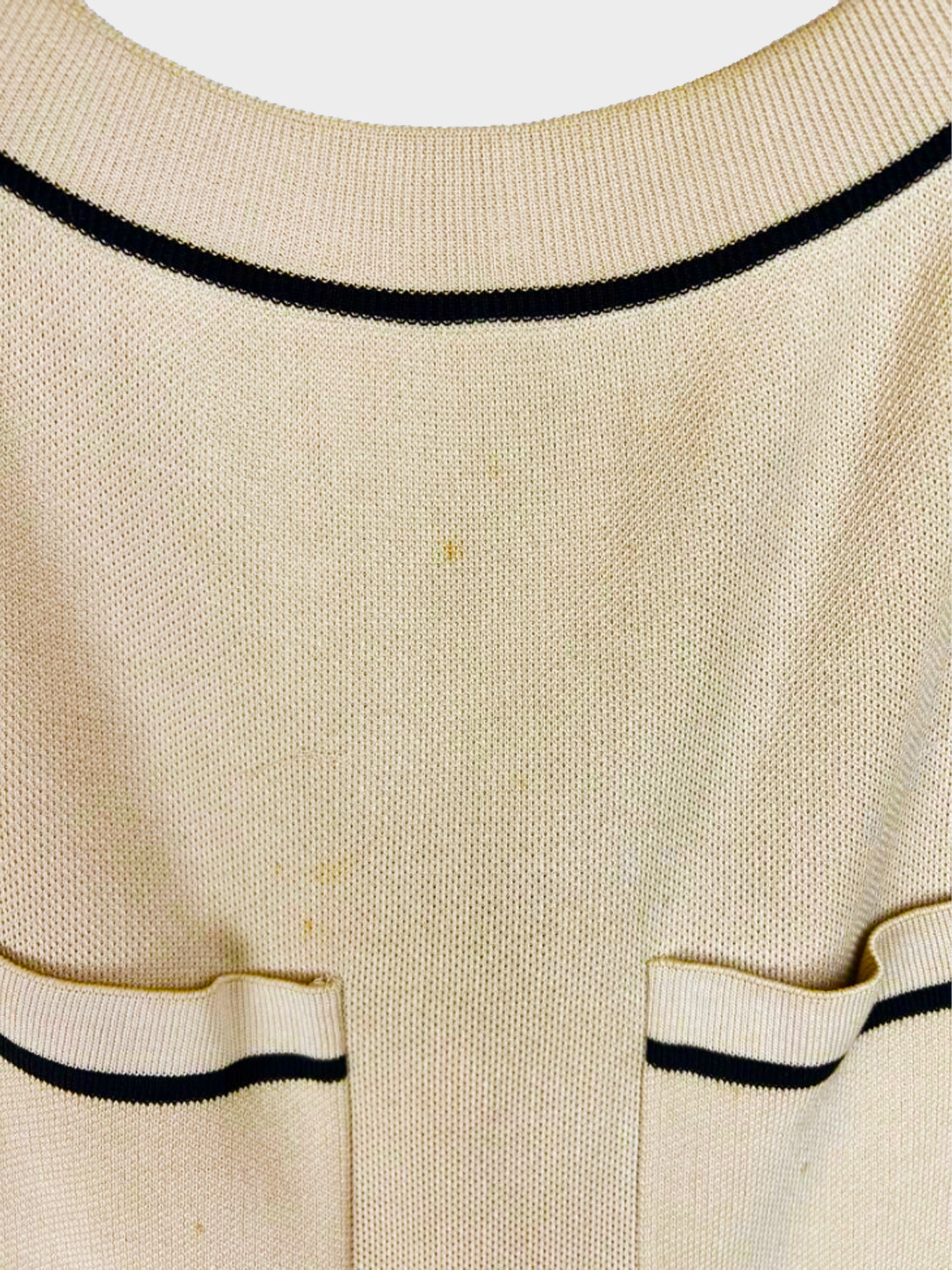 Chanel by Karl Lagerfeld SS 1985 Beige Knit Bow Mid-length Dress