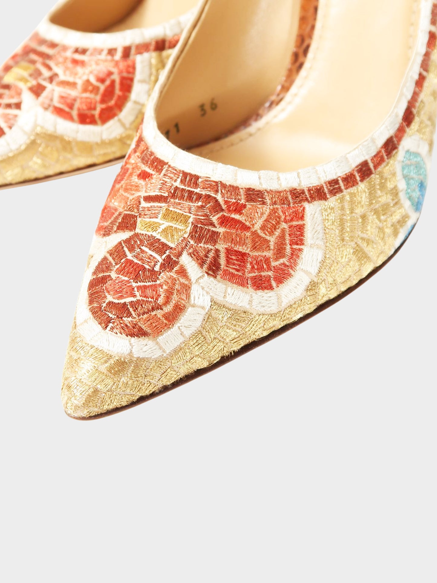 Dolce and Gabbana 2010s Multicolor Floral Embroidered Pumps