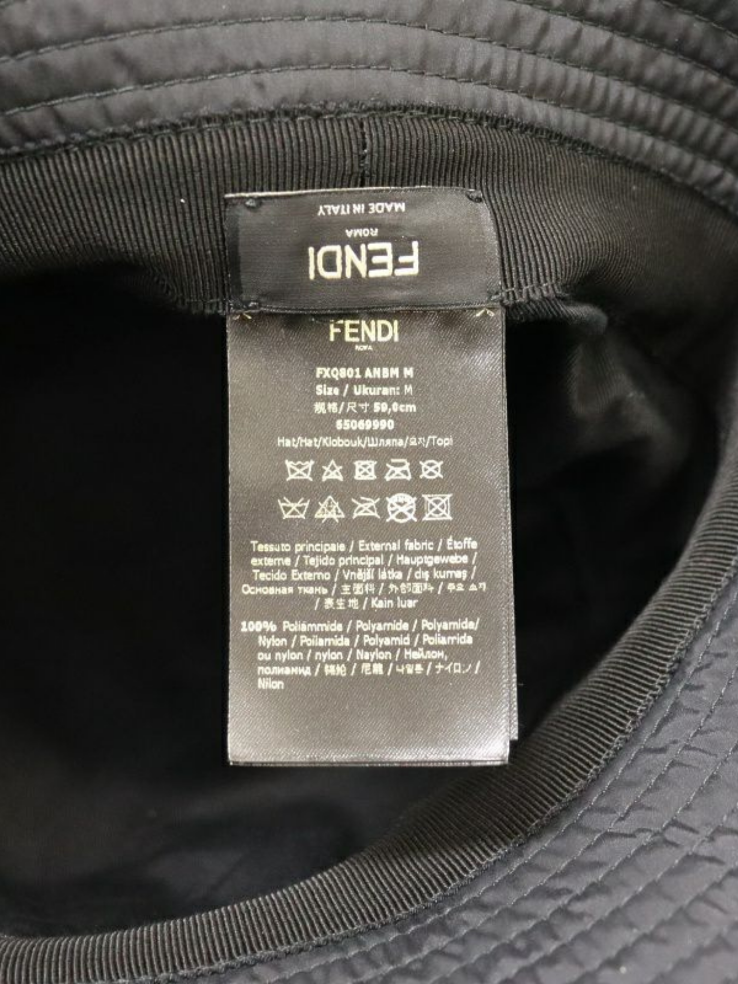 Fendi 2020s Black Nylon Bucket Hat