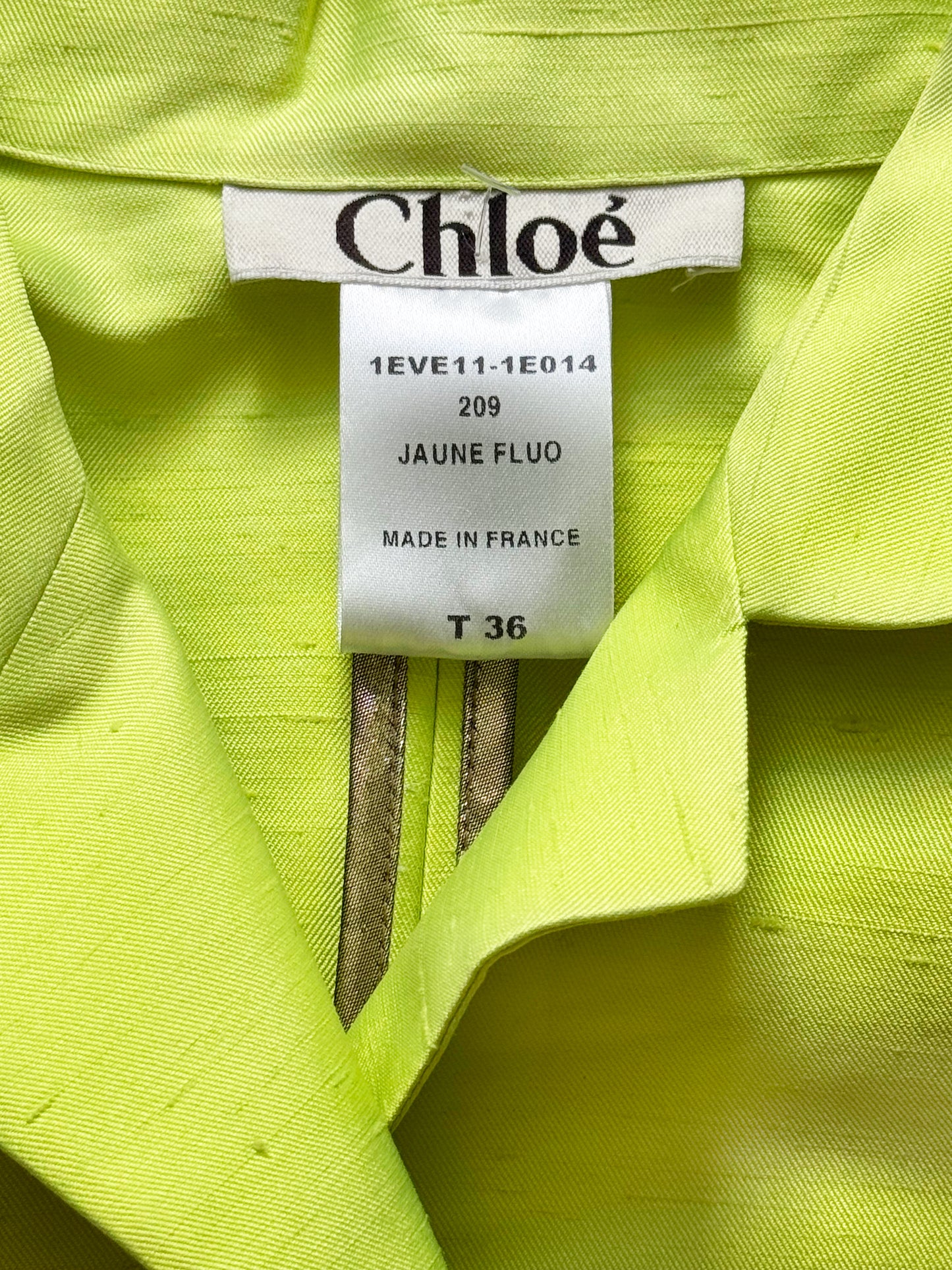 Chloé SS 2001 Neon Yellow Silk Jacket with Embroidered Horse