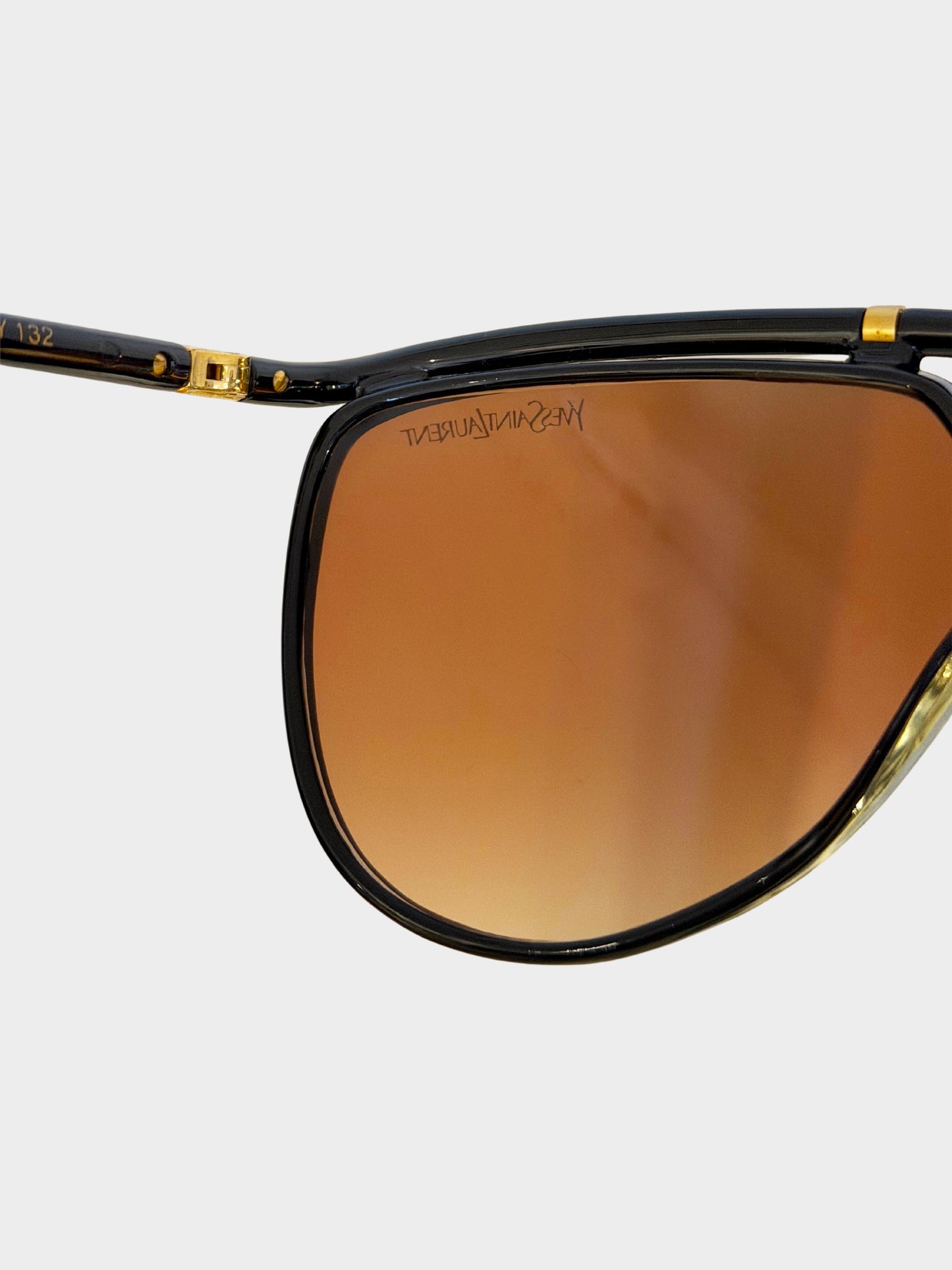 Yves Saint Laurent 1990s Brown Tortoiseshell Acetate Oversized Sunglasses