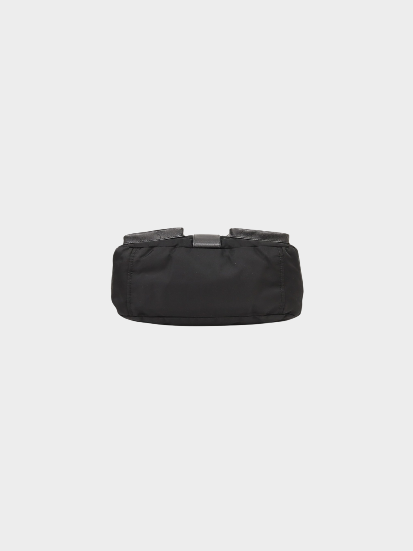 Prada 2000s Black Nylon Leather Triangle Logo Shoulder Bag