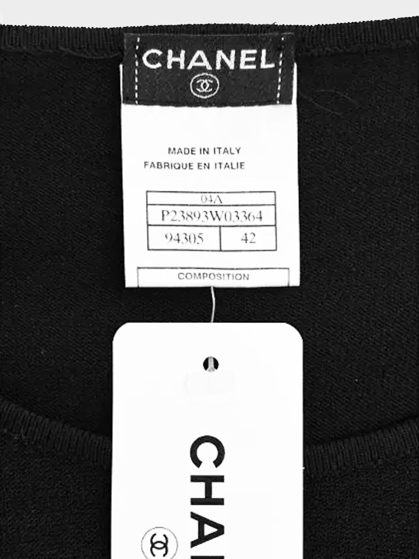Chanel FW 2004 Black Long Sleeve Knit Top with Chiffon Ties