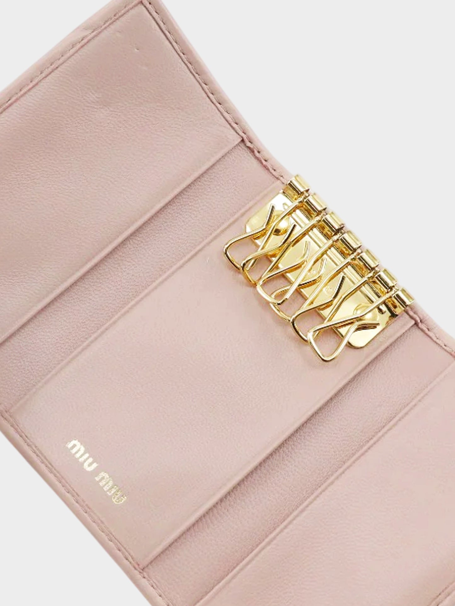 Miu Miu 2010s Pink Chevron Stitch Key Case