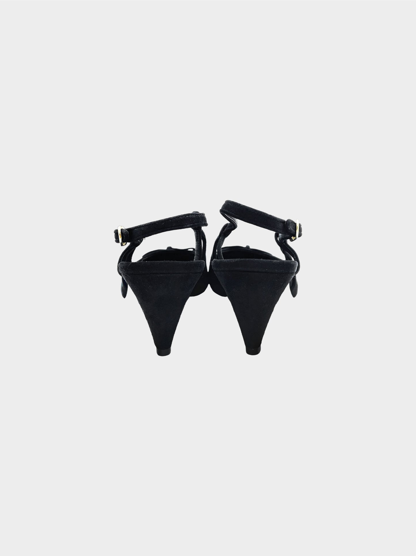 Chanel 2000s Black and Gold Two-toned Slingback Heels
