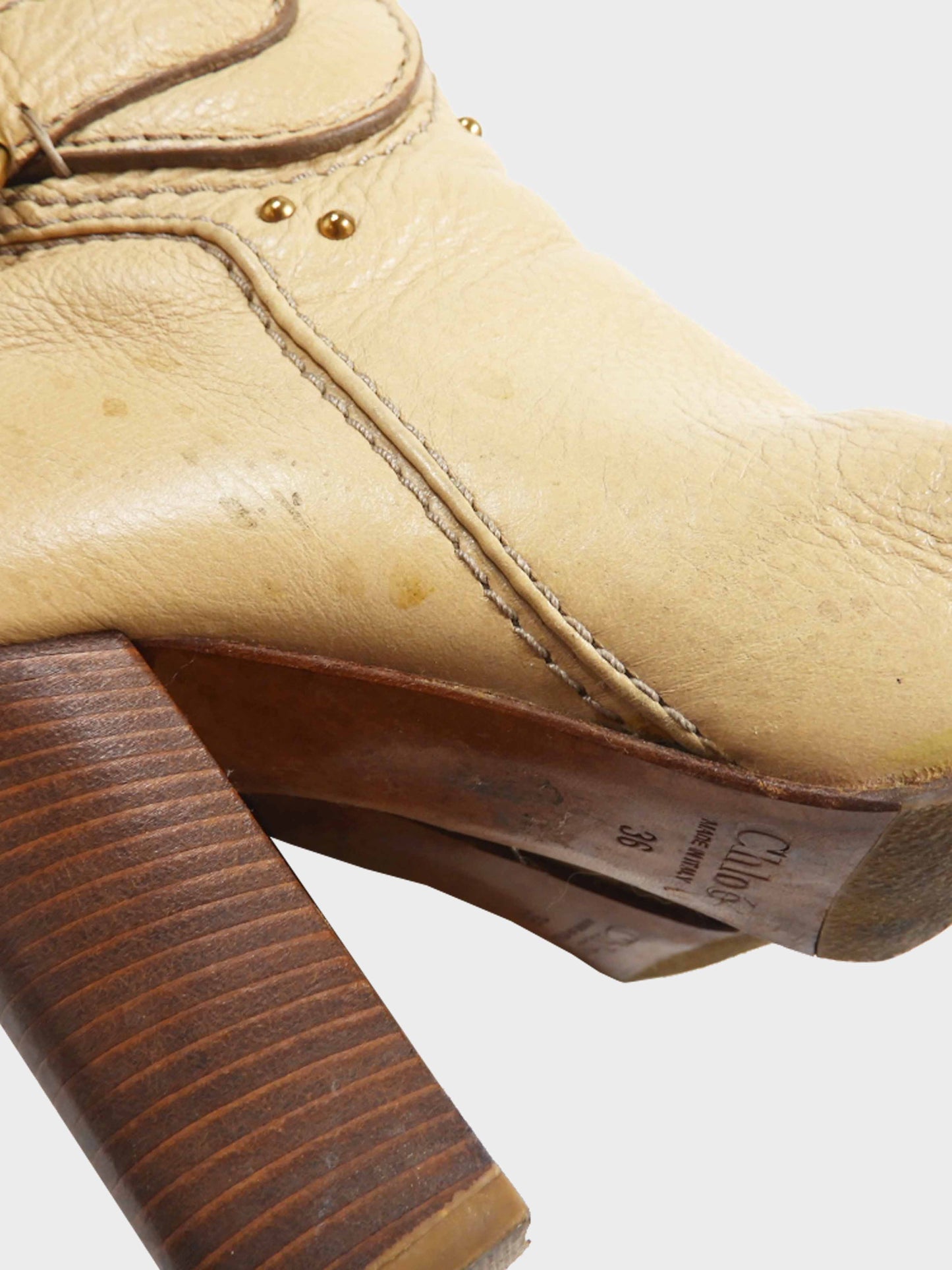 Chloé 2000s Beige Leather Paddington Long Boots