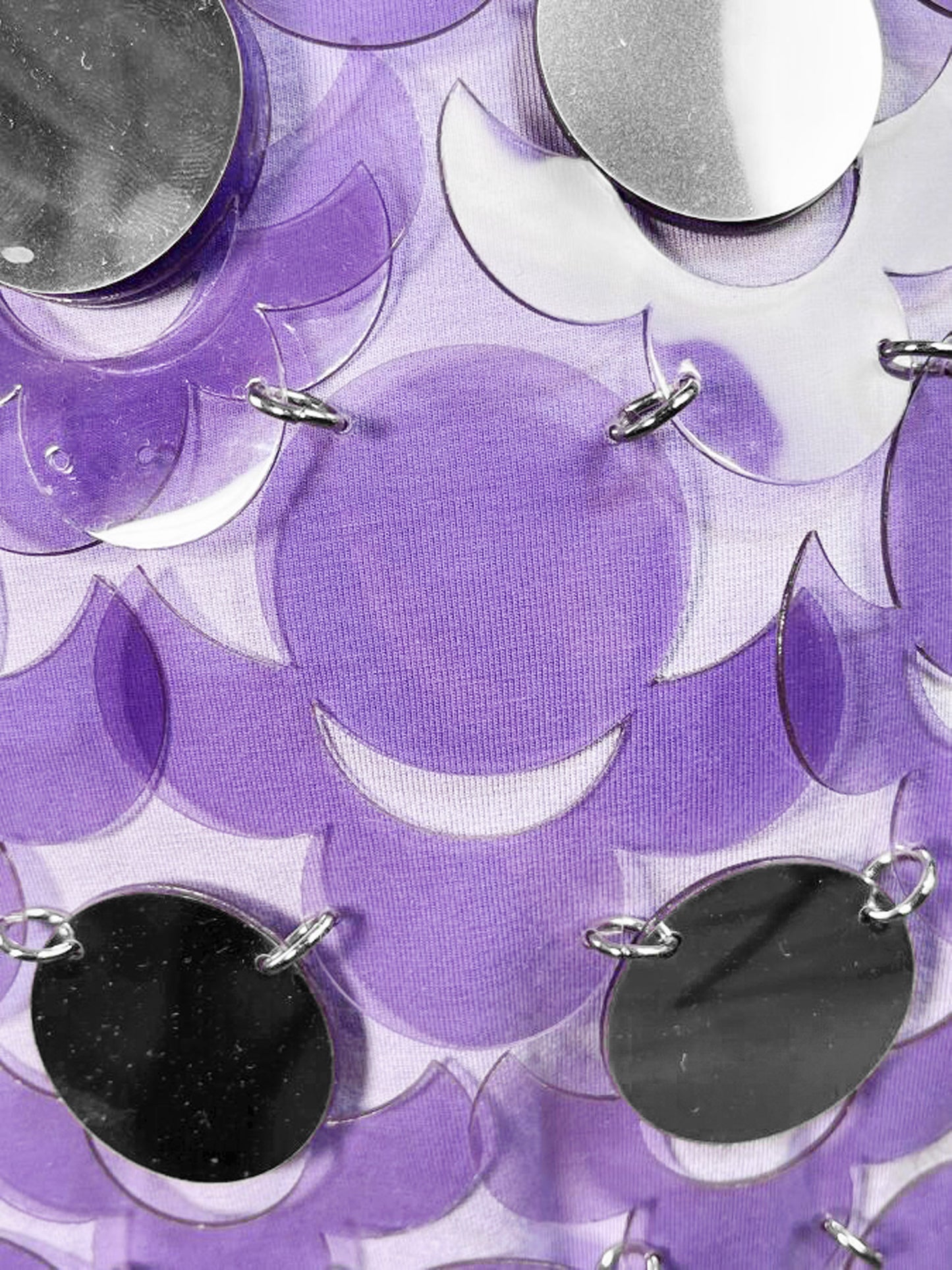 Paco Rabanne SS 2022 Purple PVC and Silver Metal Disc Skirt