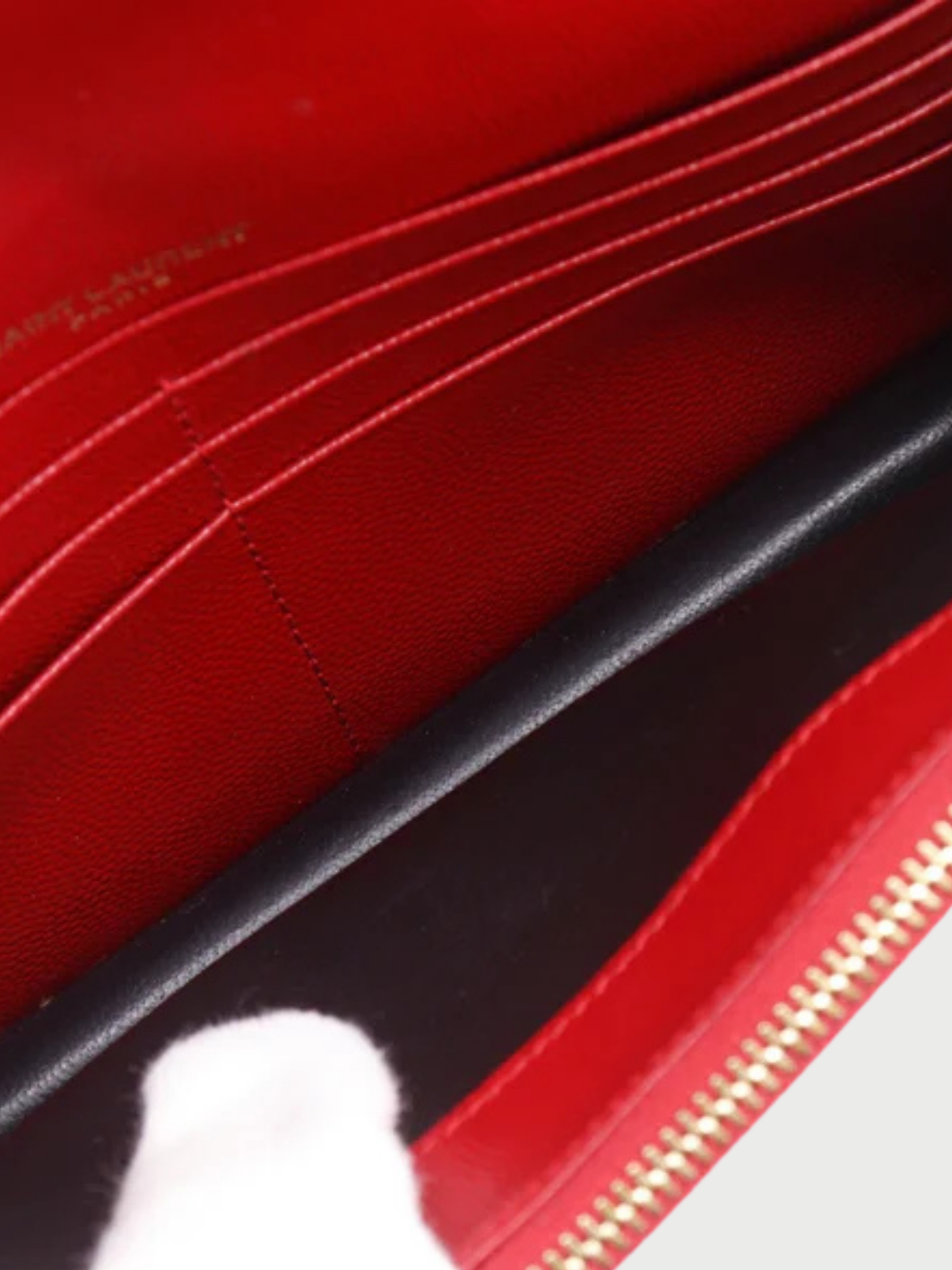 Yves Saint Laurent 2010s Red Leather Envelope Chain Wallet