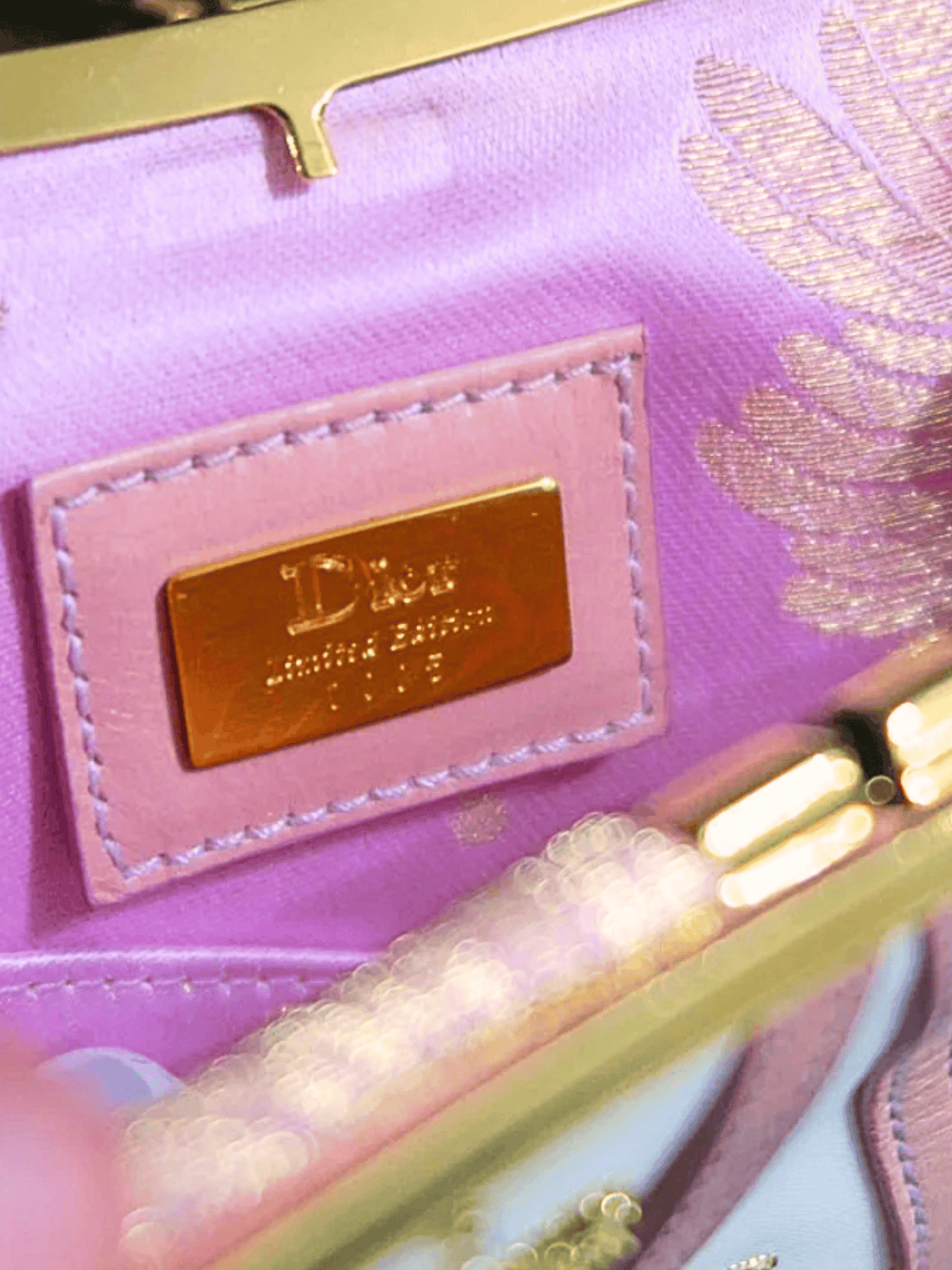 Christian Dior 2003 Limited Edition White and Gold Satin Embroidered Mini Saddle