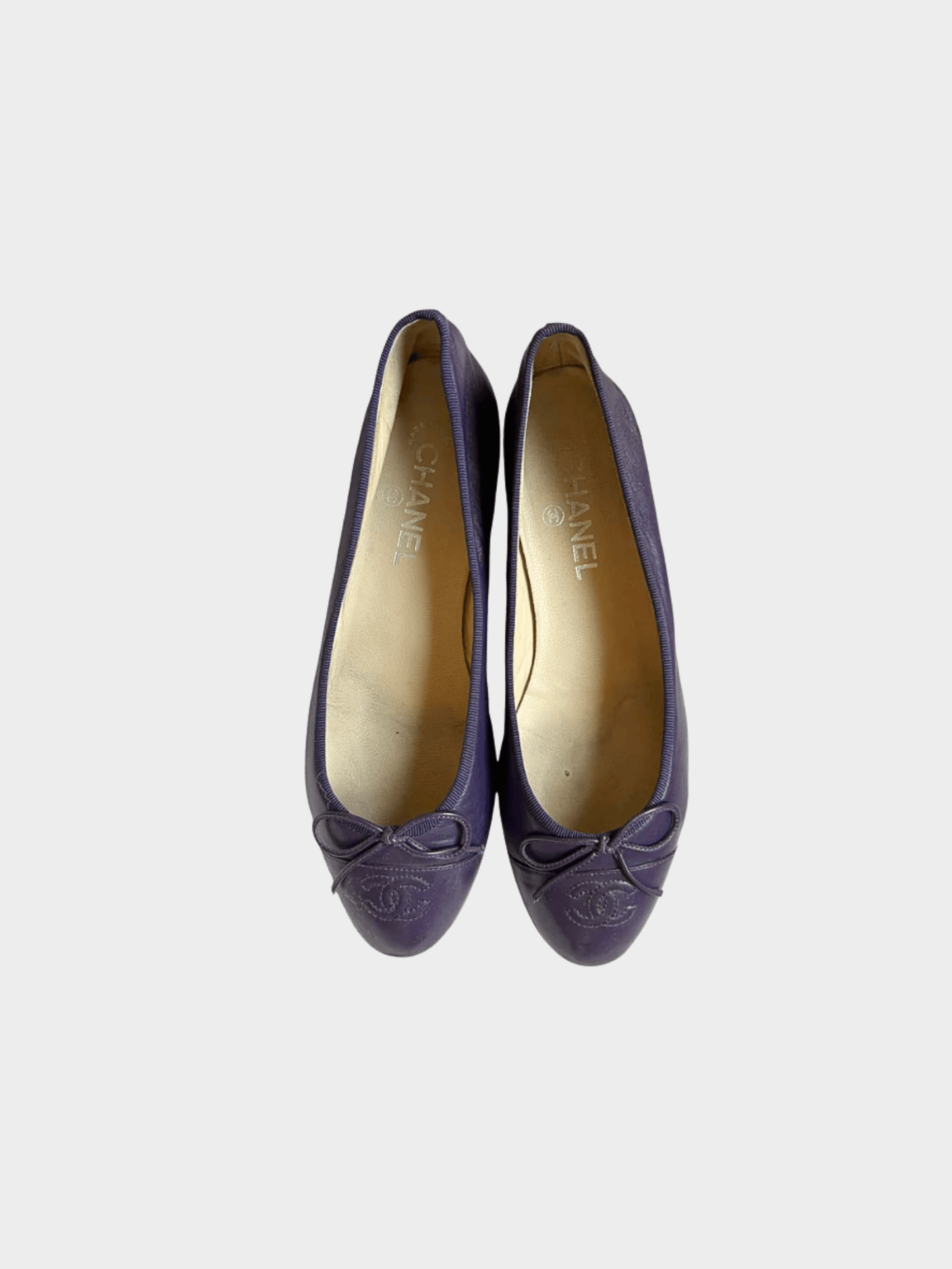 Chanel 2008 Deep Berry CC Interlocking Logo Ballet Flats