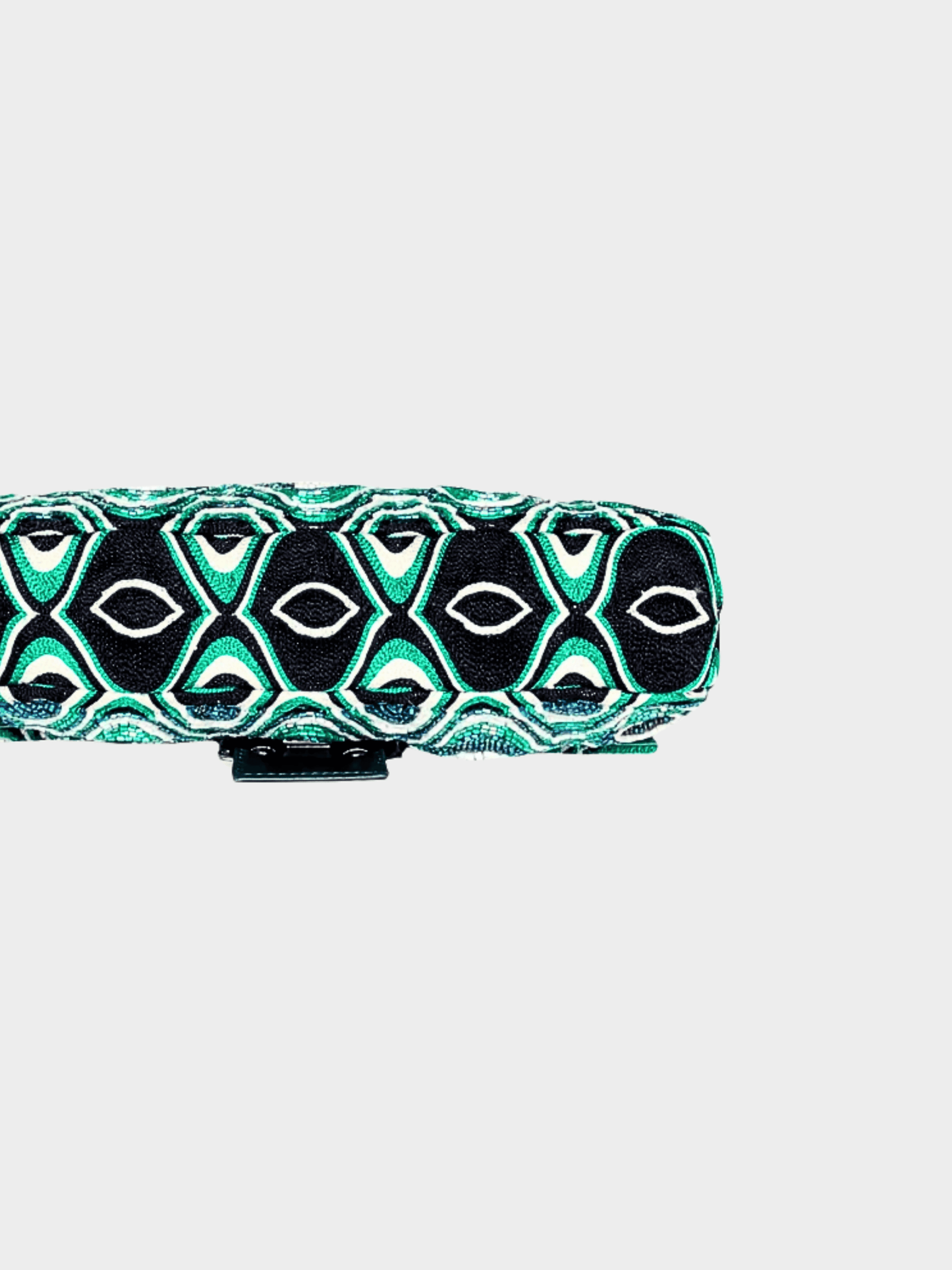 Fendi 2000s Beaded Green Baguette Shoulder Bag