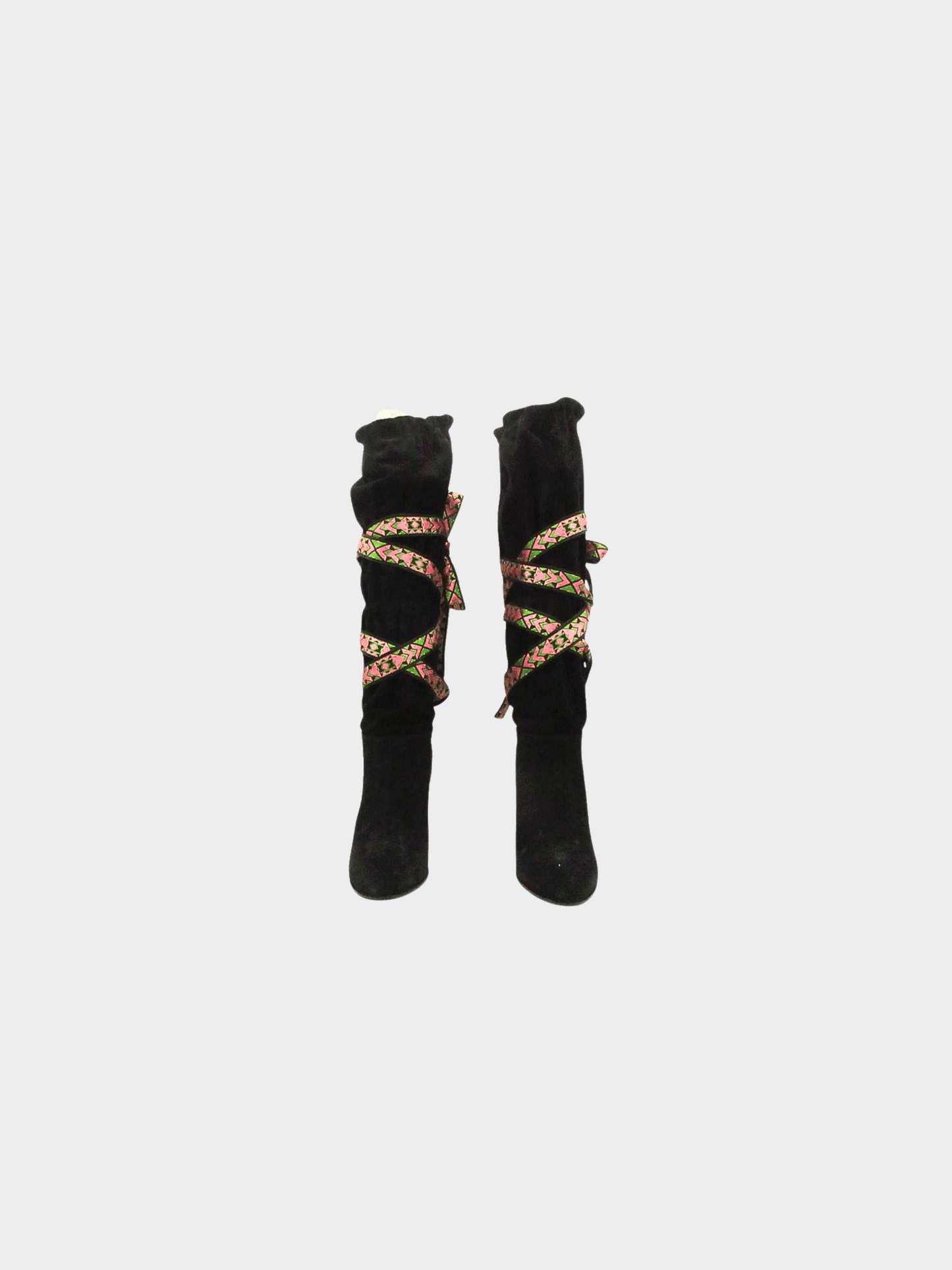 Etro 2000s Black Suede Printed Boots