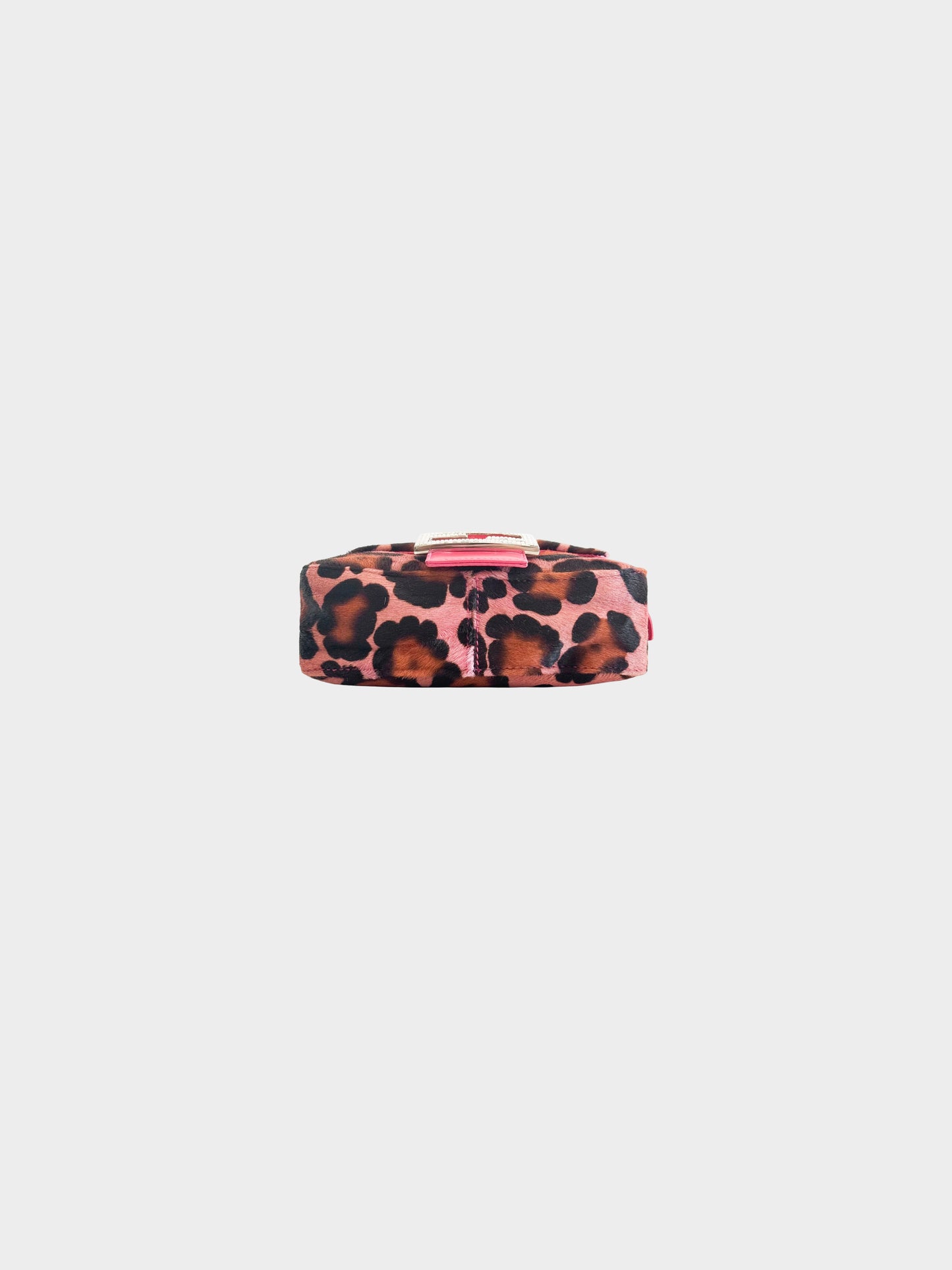 Fendi 2000s Pink Leopard Print Pony Hair Mini Square Baguette