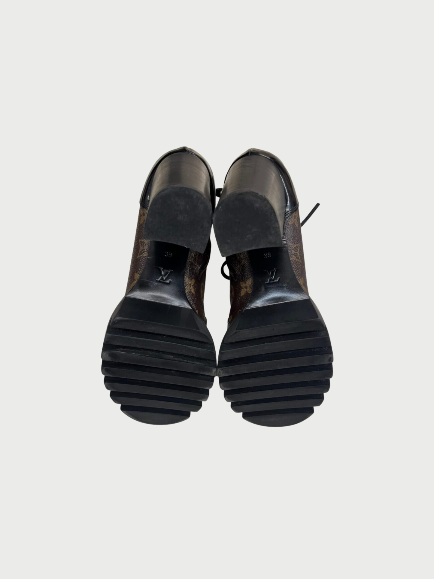 Louis Vuitton 2010s Brown Monogram Black Leather Star Trail Ankle Boots