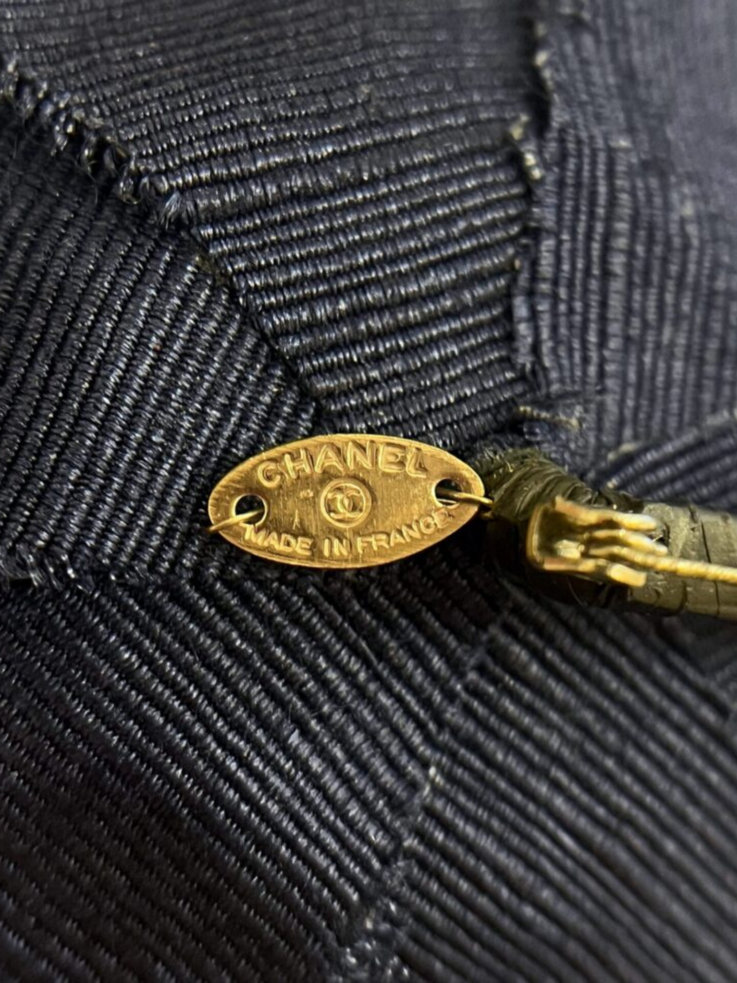 Chanel 1995-1997 Navy Silk Grosgrain Camellia Brooch