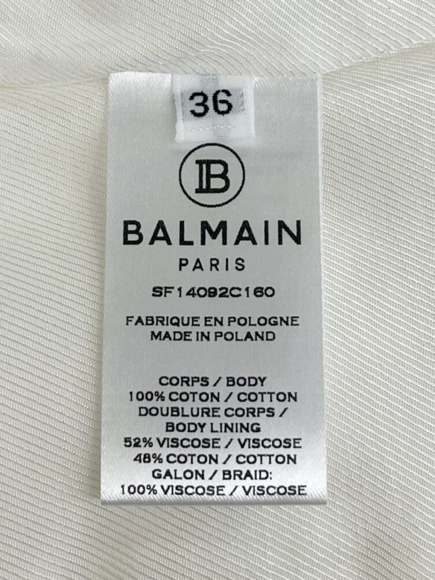 Balmain 2020s Cream Cotton Crest Button Mini Skirt