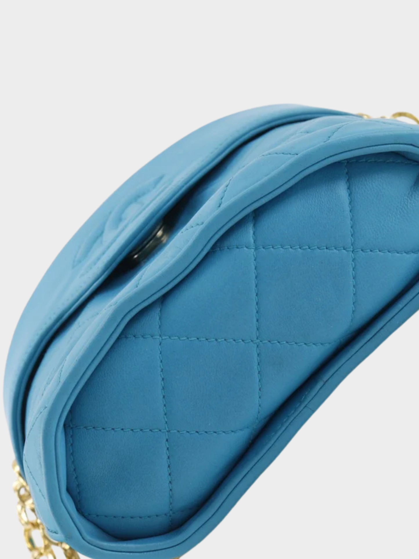 Chanel 1990s Turquoise Lambskin Matelassé Mini Chain Shoulder Bag