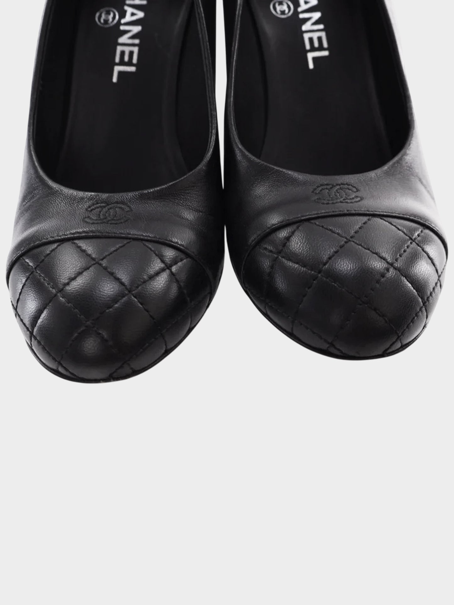 Chanel SS 2017 Black Leather CC Pumps with Faux Pearl Stacked Heels