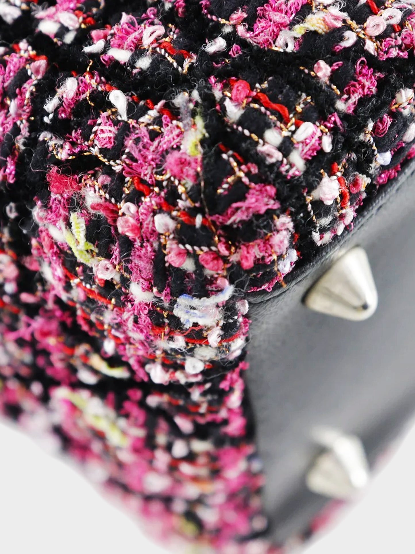 Christian Dior 2011 Pink and Black Tweed Cannage Lady Dior Handbag