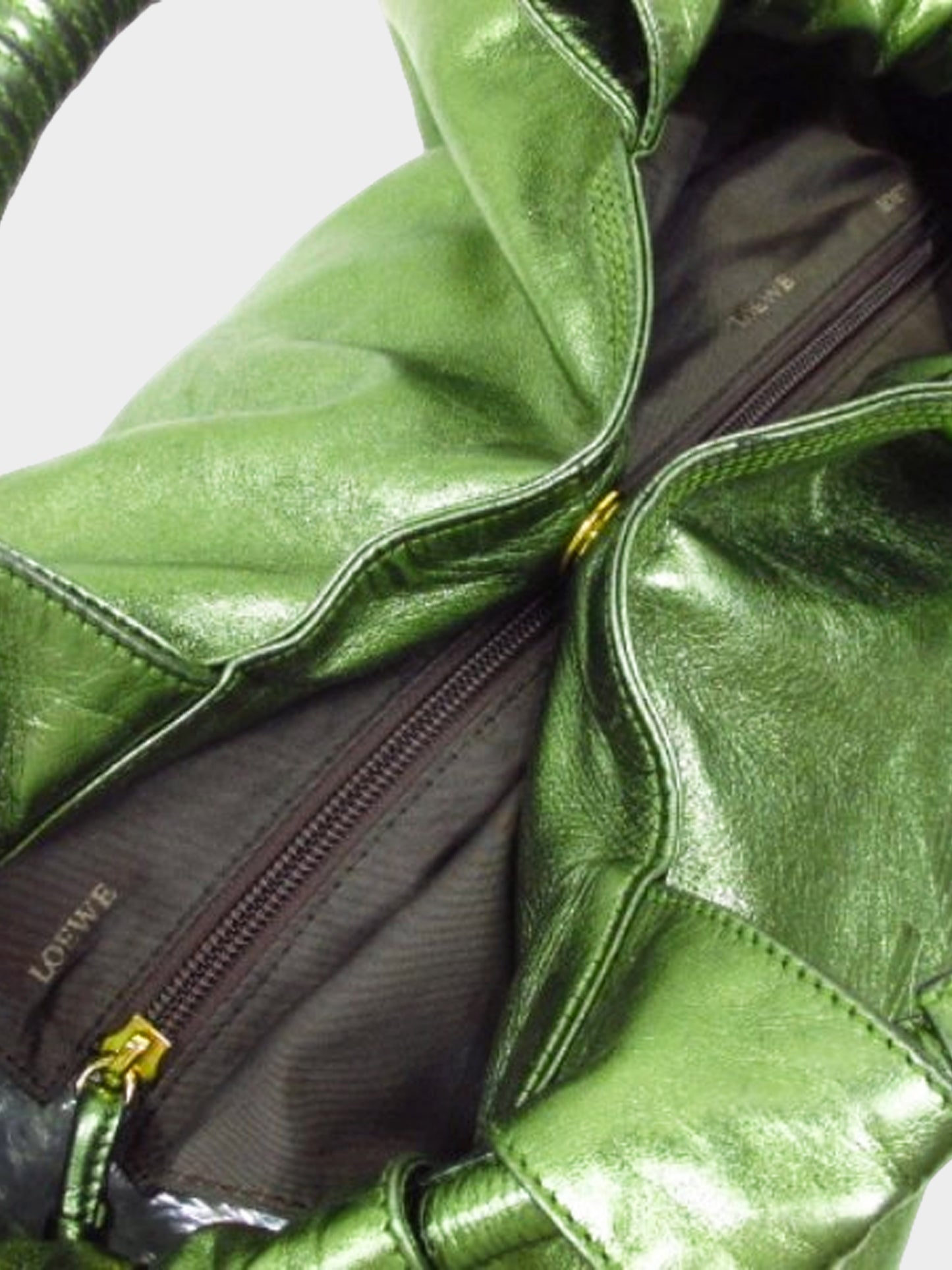 Loewe Late 2000s Metallic Green Nappa Aire Bag