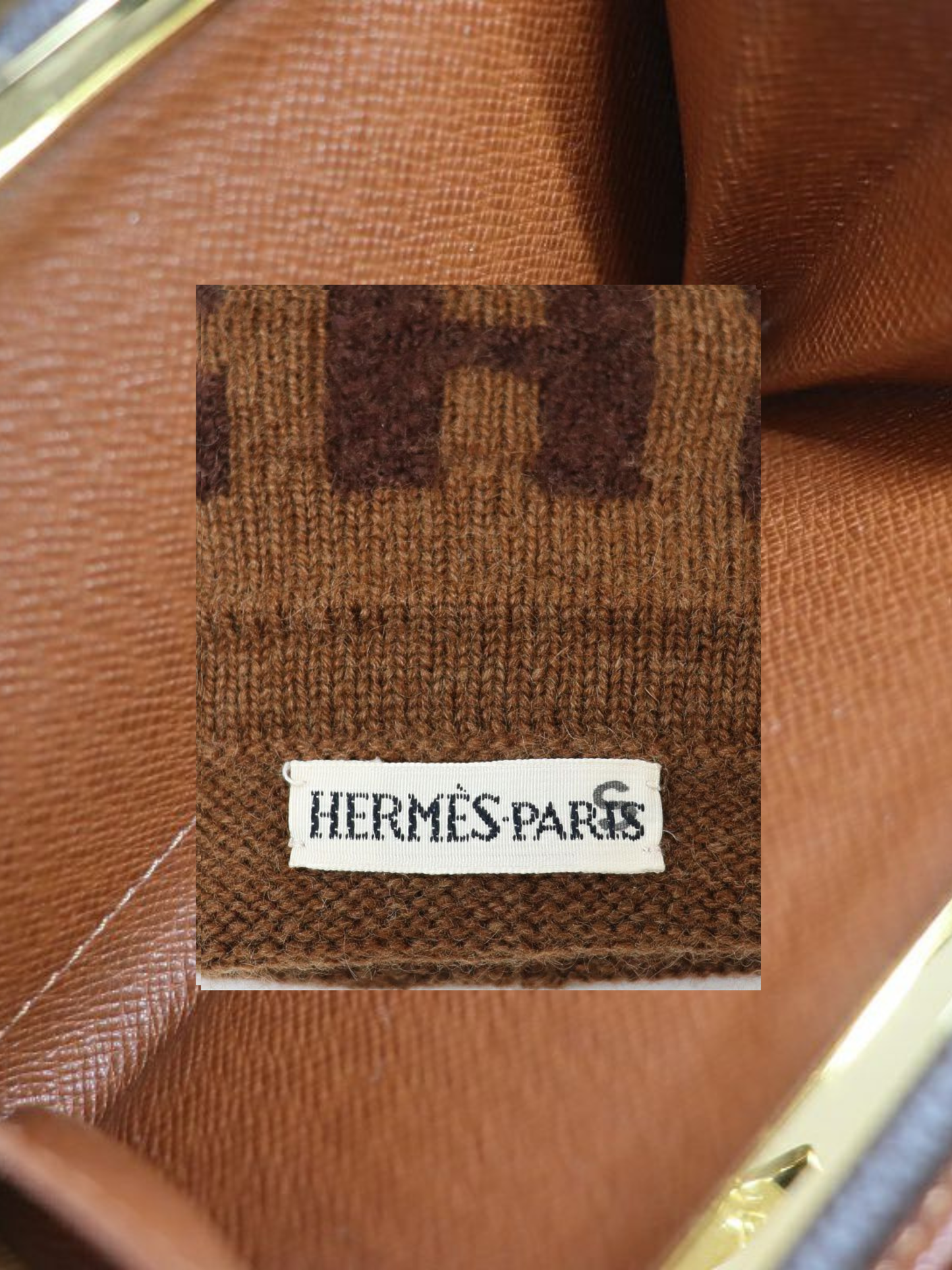 Hermès 2000s Brown H Logo Cashmere Gloves