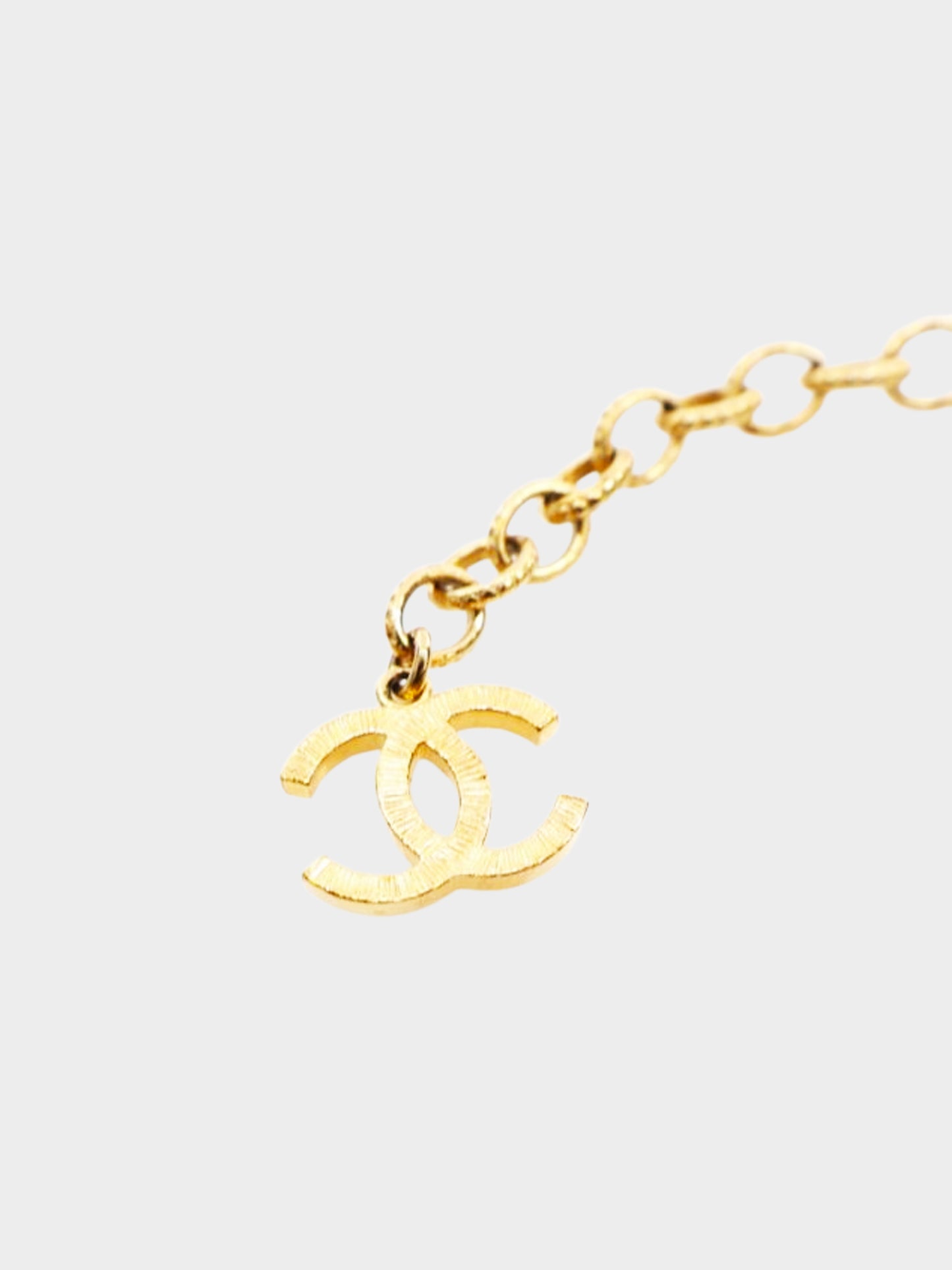 Chanel 1990s Gold and Black Leather Double Chain Logo Belt