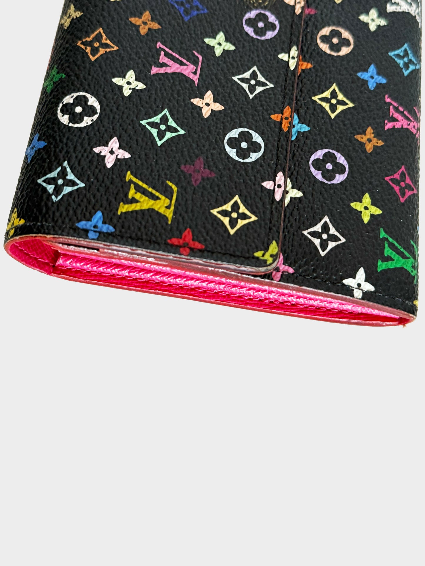 Louis Vuitton Early 2010s Black and Multicolor Murakami Long Wallet