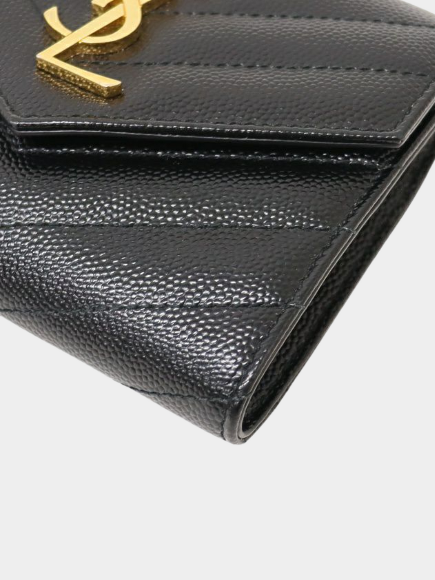 Yves Saint Laurent 2010s Black Cassandra Compact Wallet