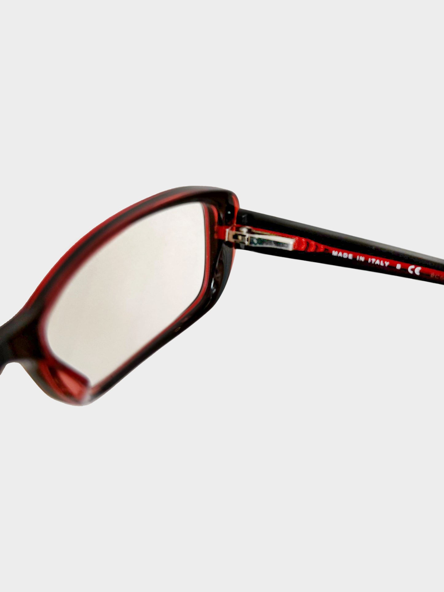 Chanel 2000s Black and Red Rectangular Narrow Glasses