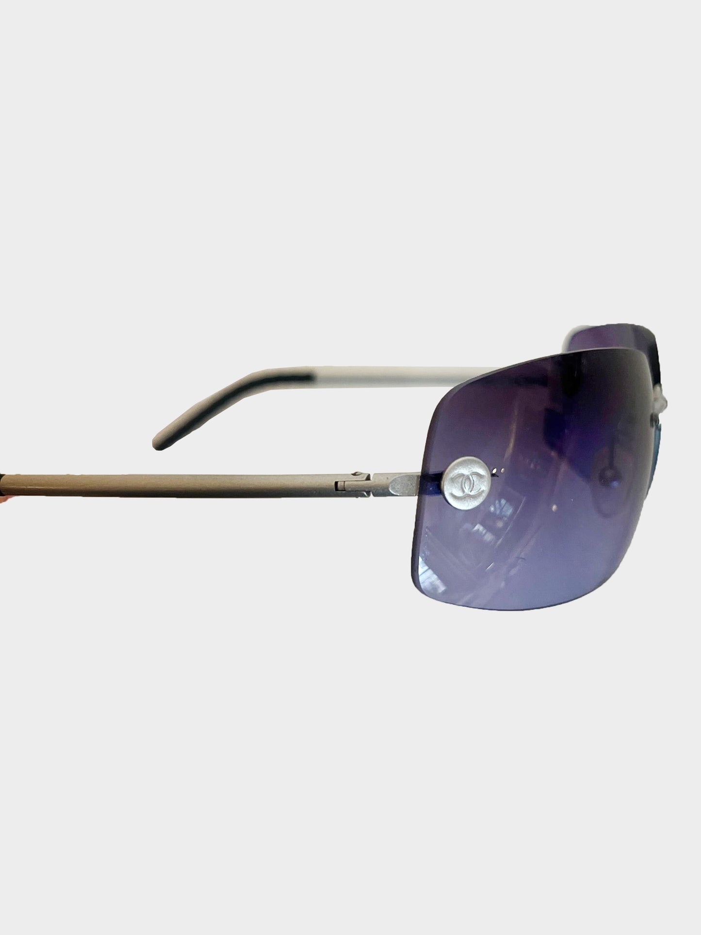 Chanel by Karl Lagerfeld 2000s Purple CC Rimless Sunglasses