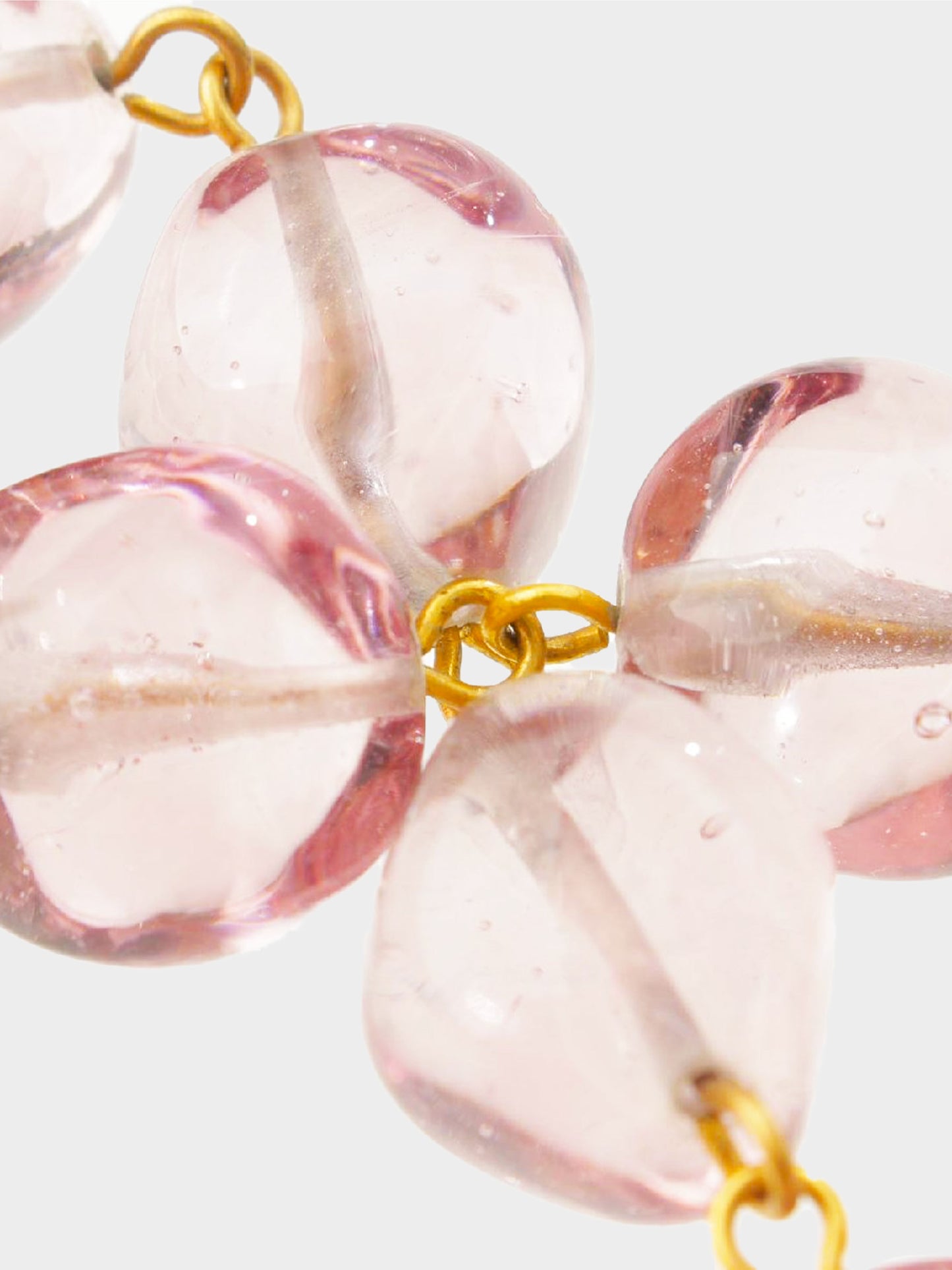 Chanel Spring 1994 Pink Beaded Gold Cross Necklace