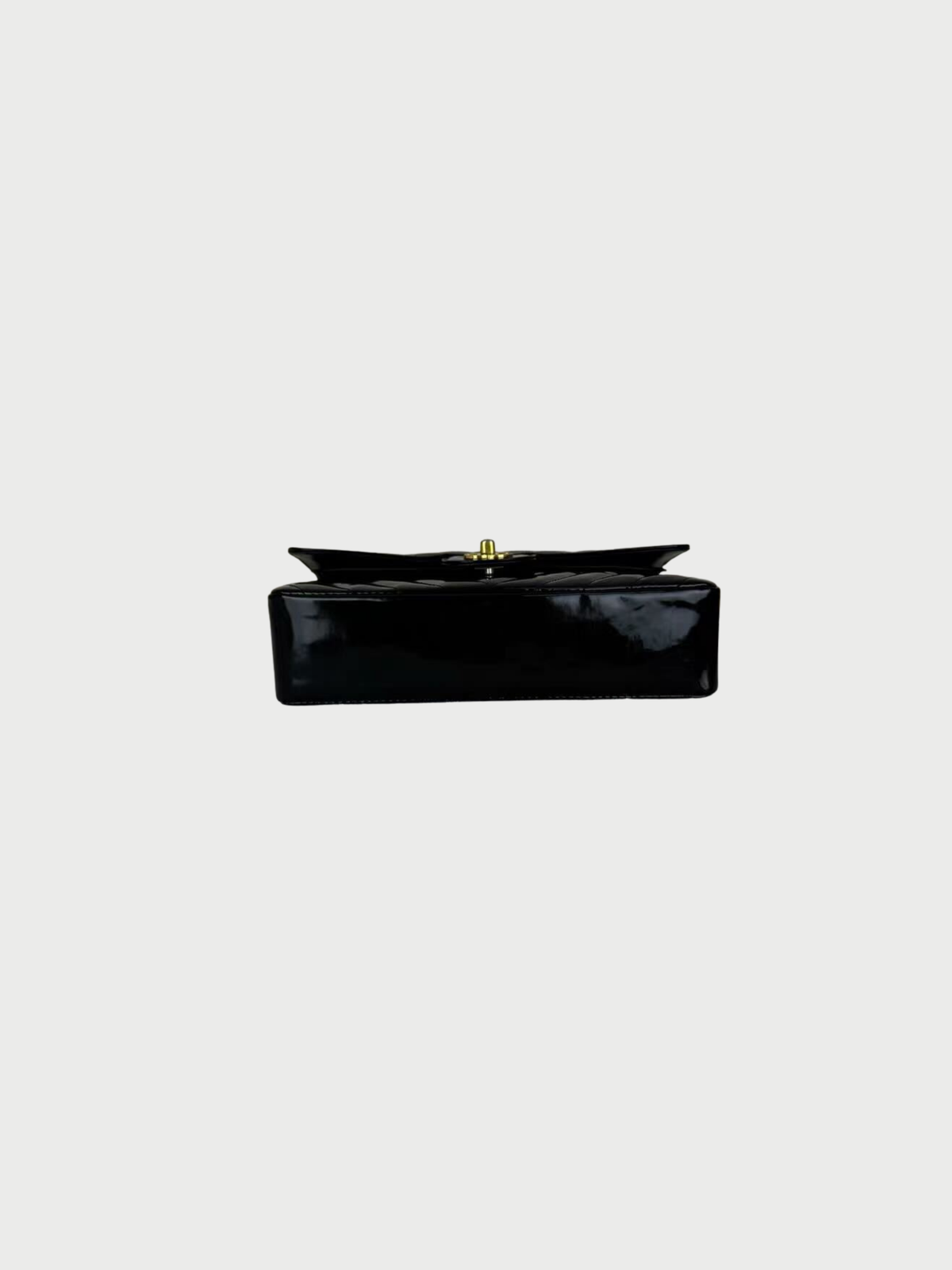 Chanel 2010s Black Patent Chevron Leather Shoulder Bag