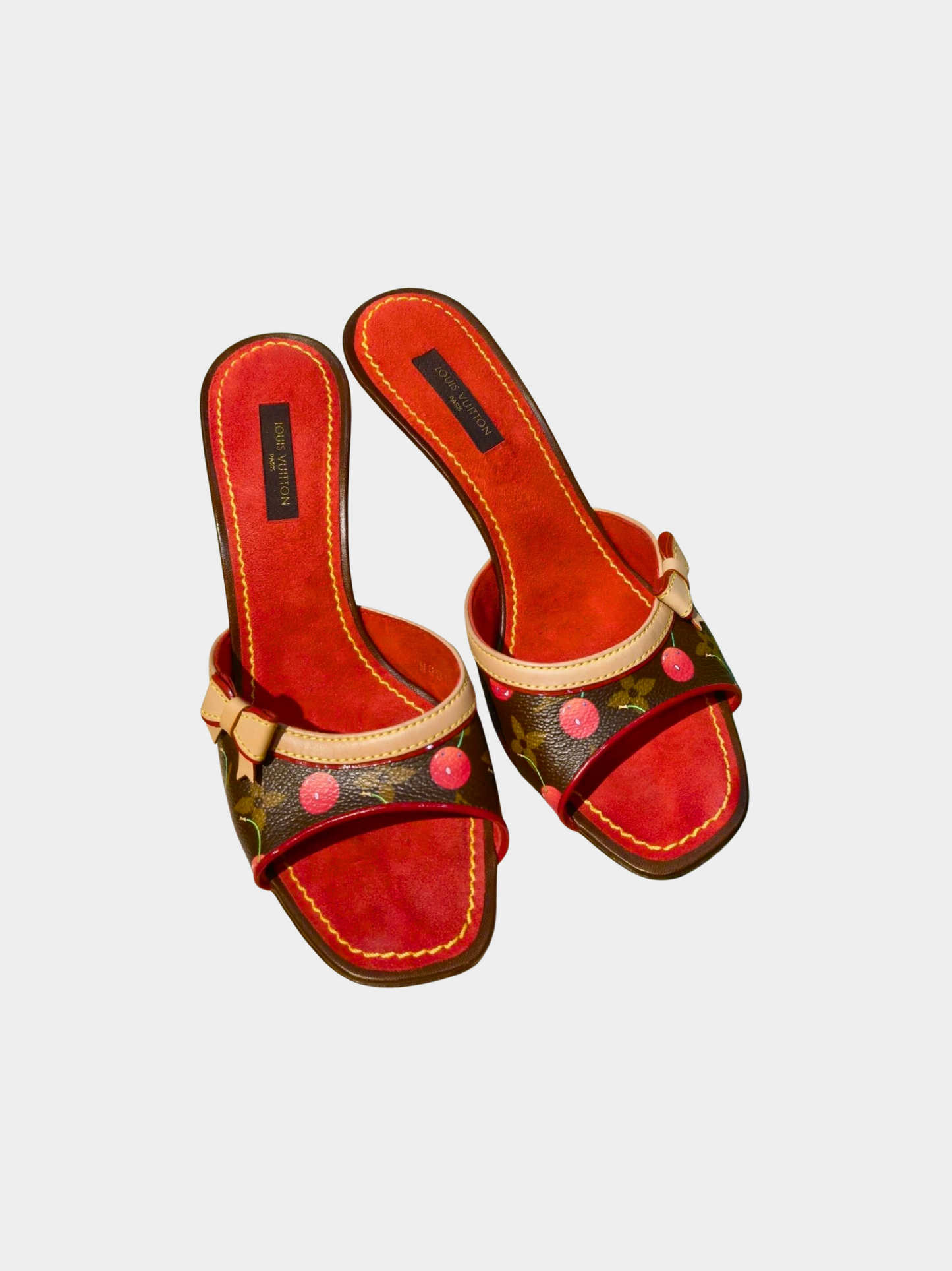 Louis Vuitton 2005 Takashi Murakami Cerises Monogram Bow Heels