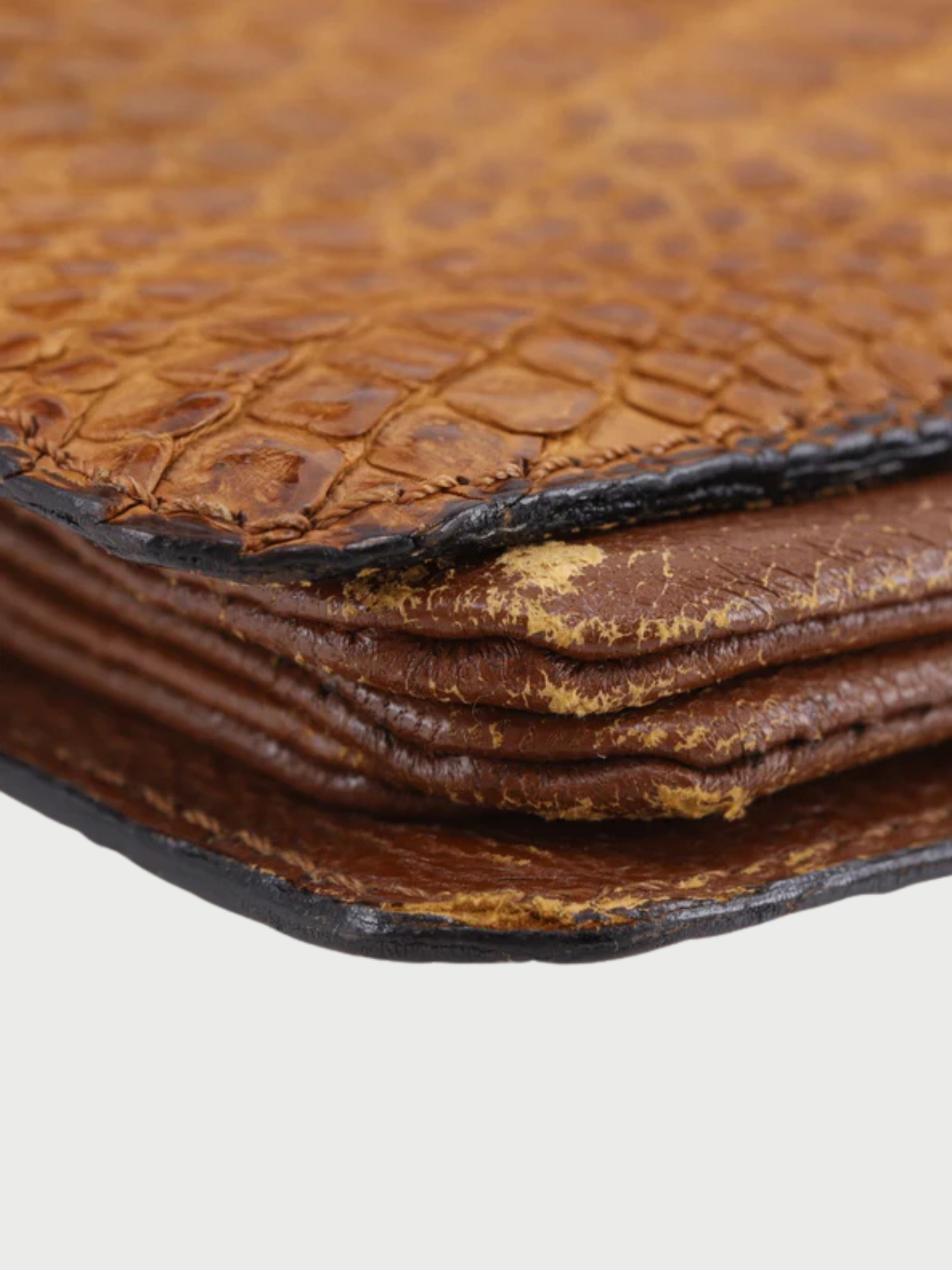 Celine 1990s Brown Crocodile Embossed Leather Horse Bag 2-Way Shoulder Bag