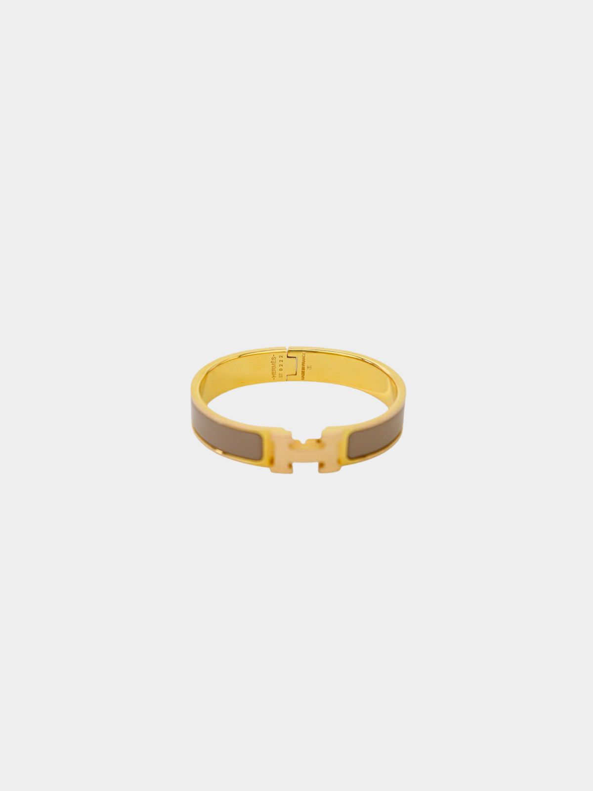 Hermès 2000s Gold and Beige Plated Metal Clic Clac PM Bracelet