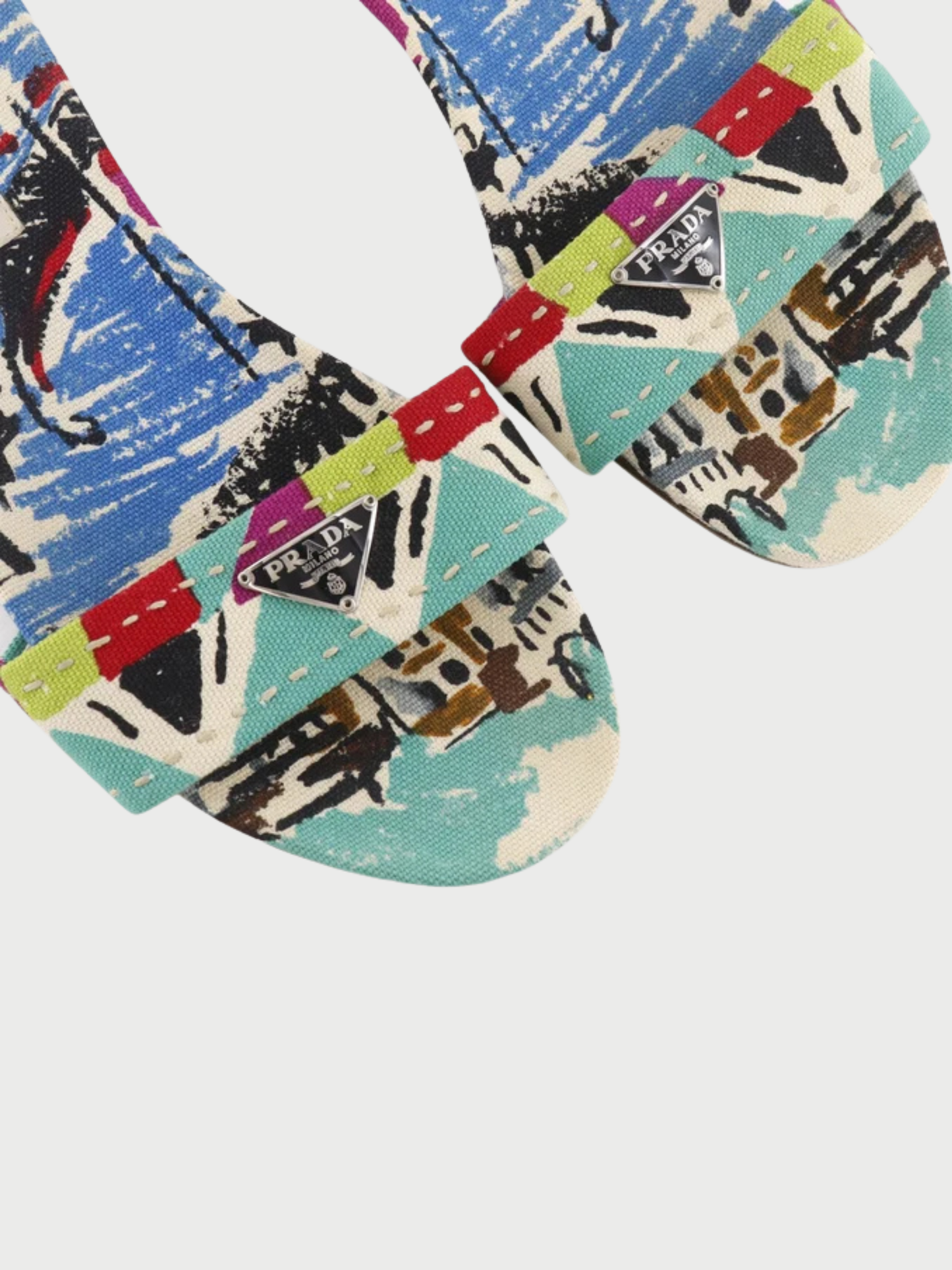 Prada 2000s Multicolor Canvas Sandals